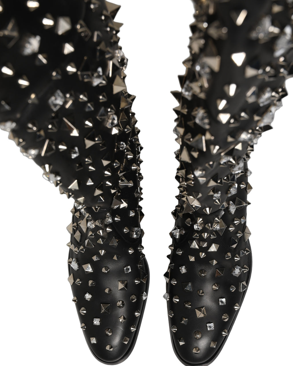 Bottes hautes Dolce & Gabbana noires ornées de cristaux