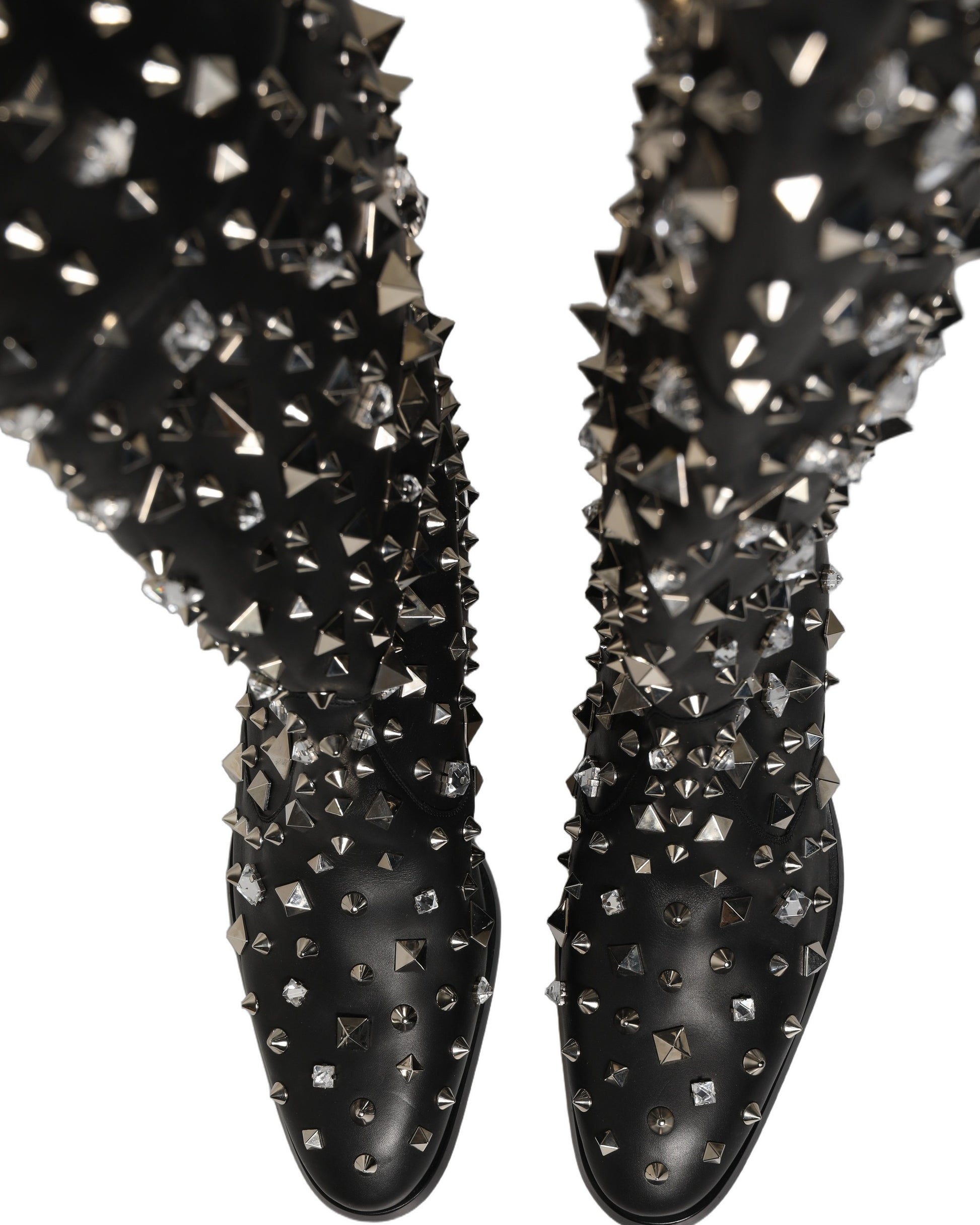 Bottes hautes Dolce & Gabbana noires ornées de cristaux