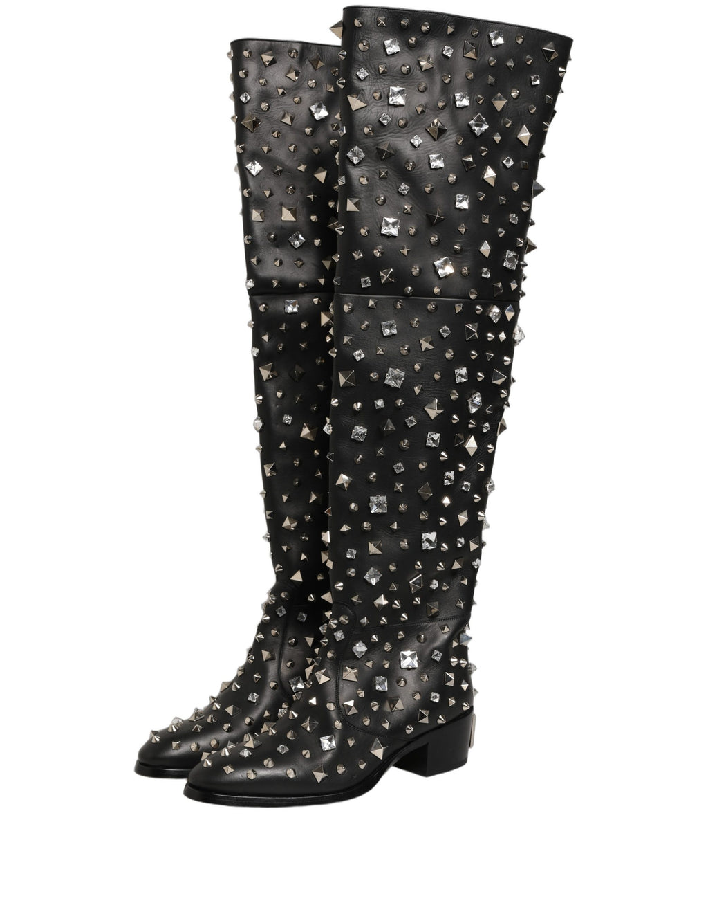 Bottes hautes Dolce & Gabbana noires ornées de cristaux