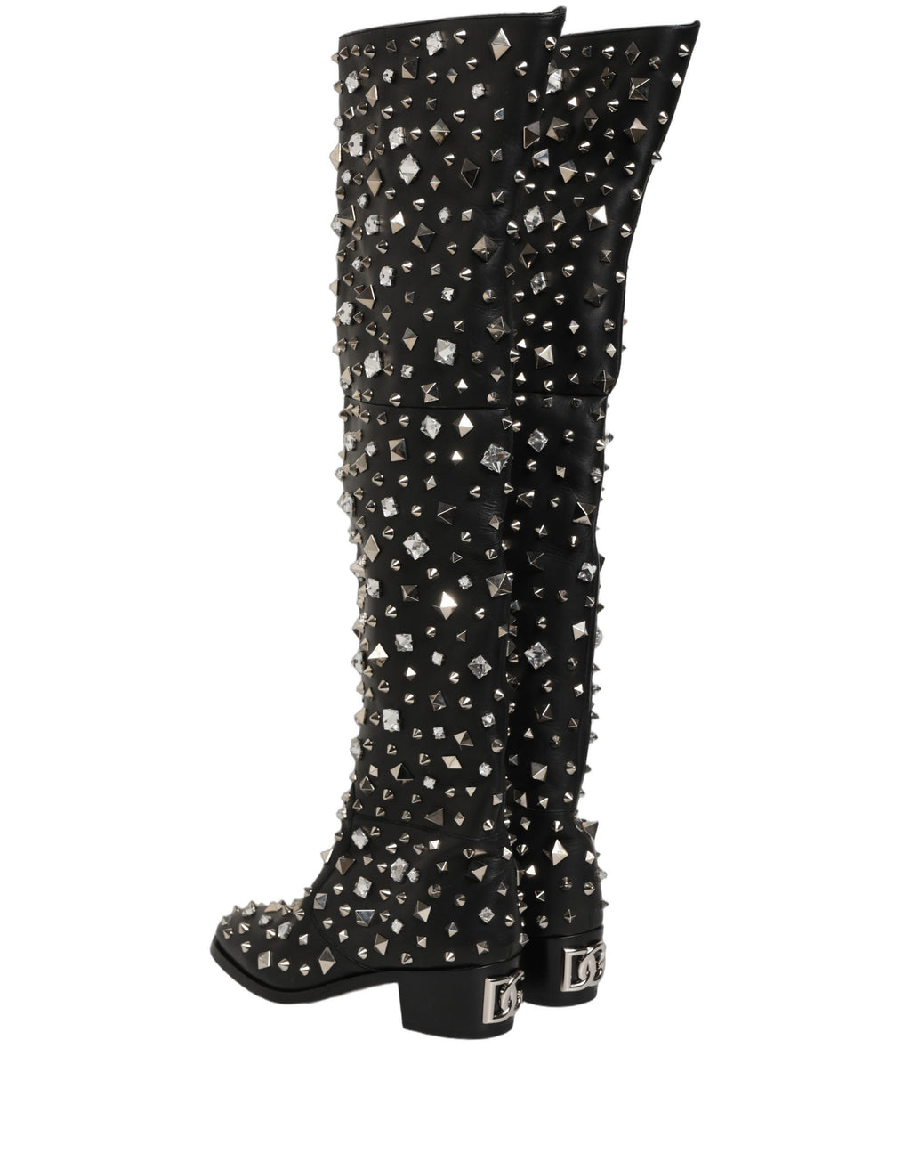 Bottes hautes Dolce & Gabbana noires ornées de cristaux