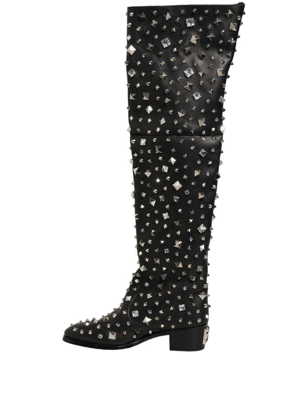 Bottes hautes Dolce & Gabbana noires ornées de cristaux