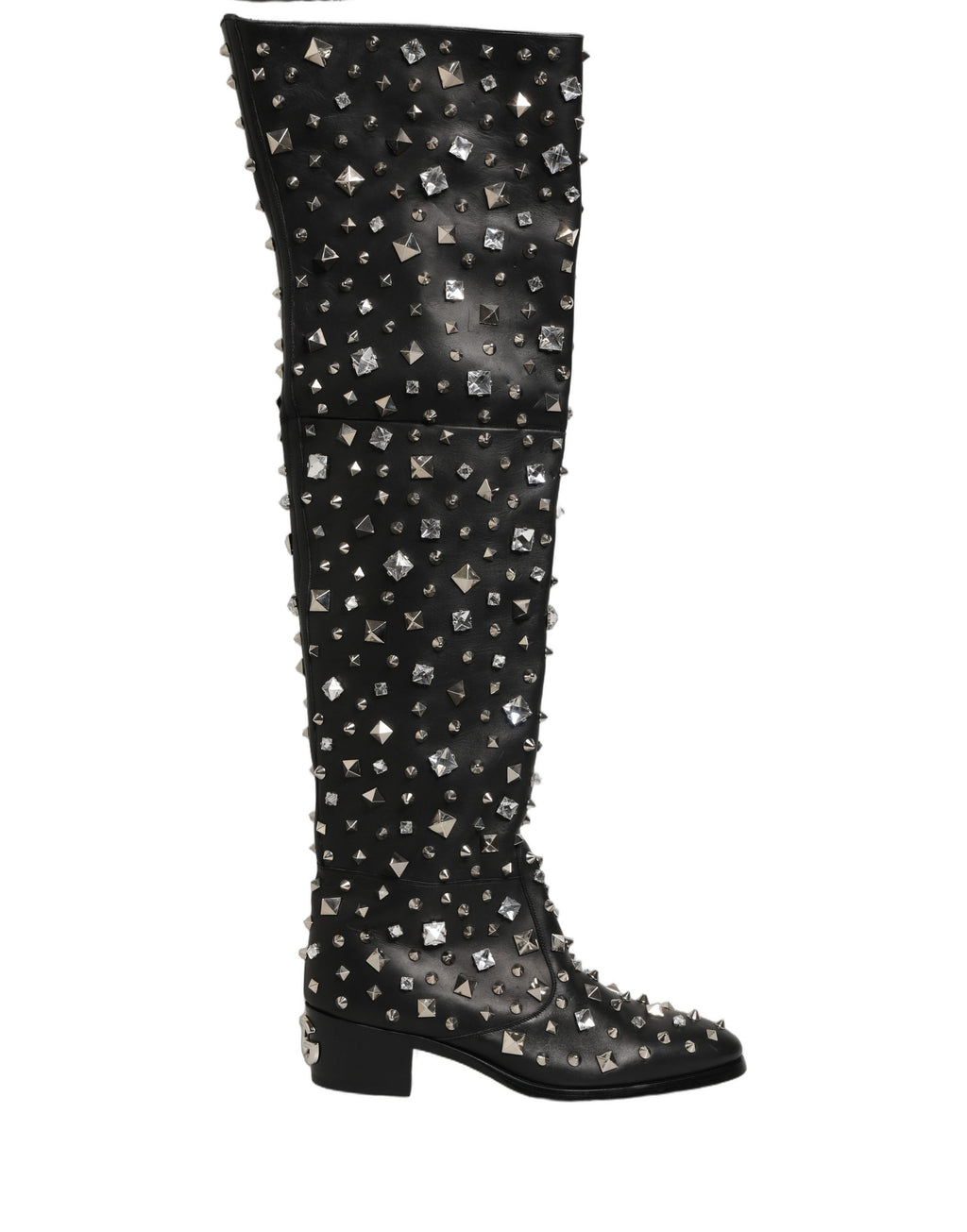 Bottes hautes Dolce & Gabbana noires ornées de cristaux