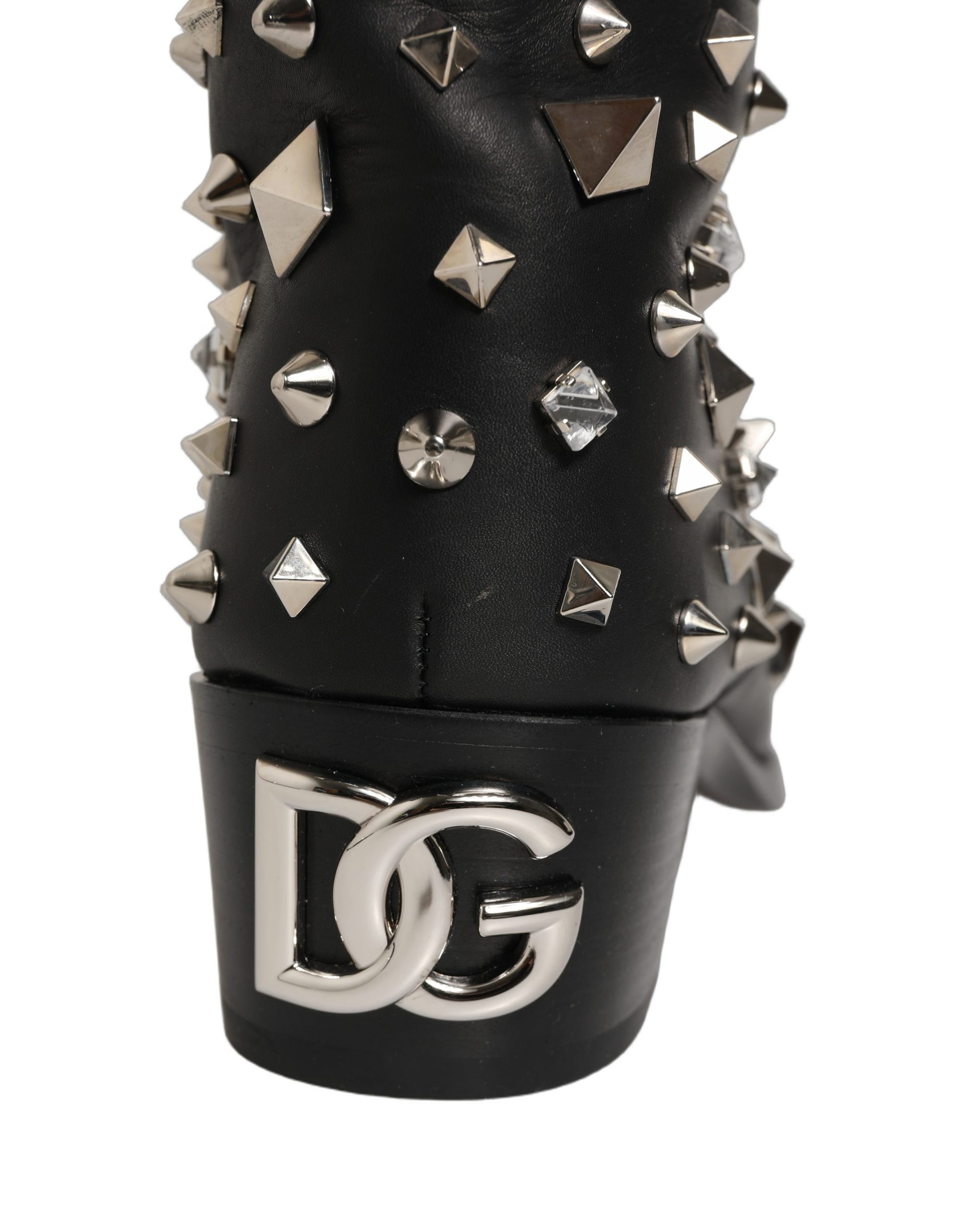 Bottes hautes Dolce & Gabbana noires ornées de cristaux