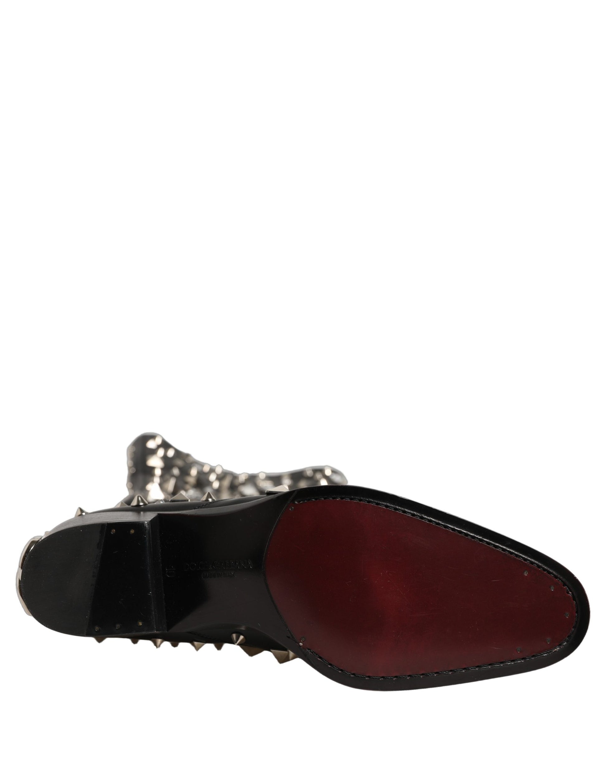 Bottes hautes Dolce & Gabbana noires ornées de cristaux