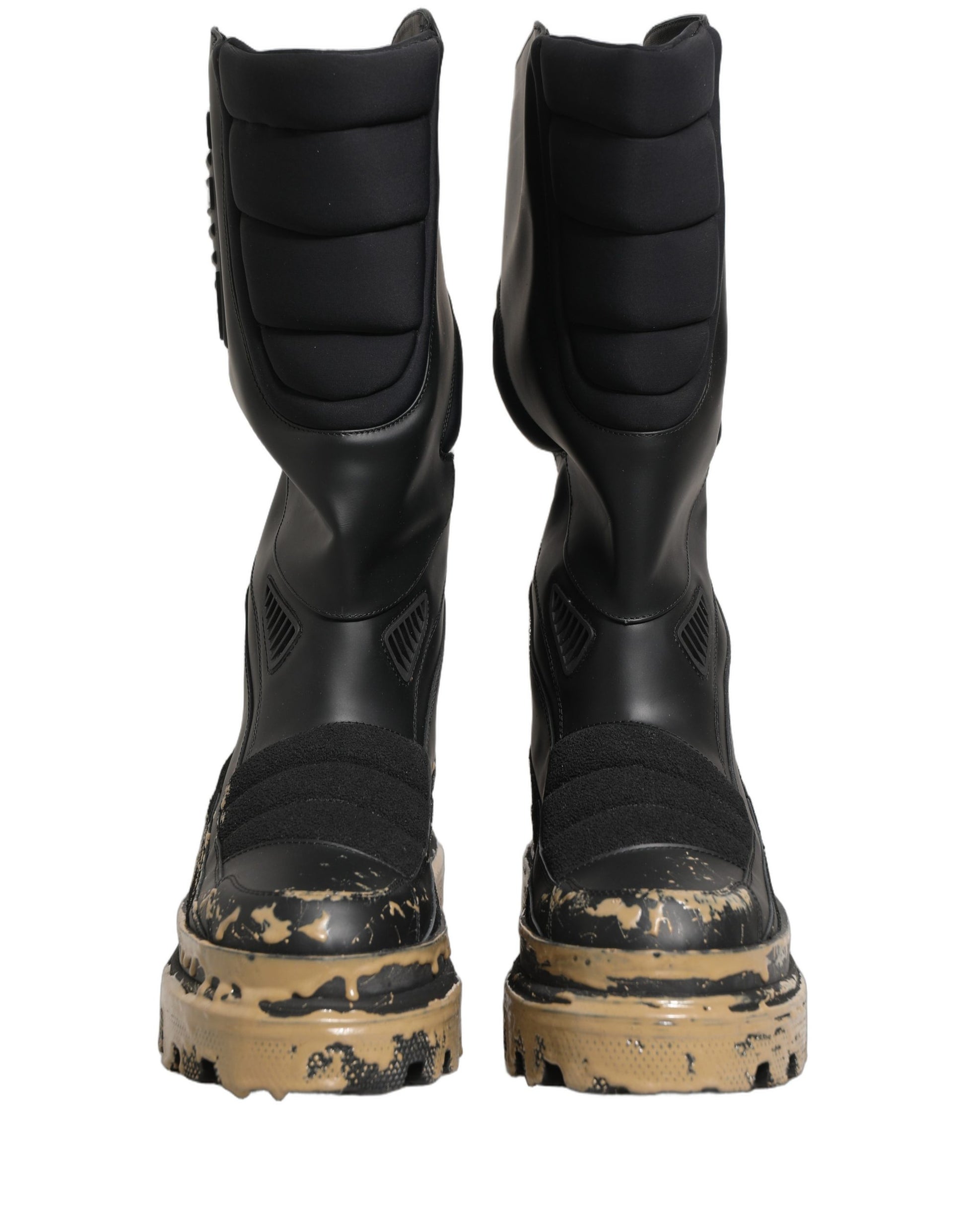 Bottes Homme Dolce & Gabbana Biker Mi-Mollet en Cuir Noir