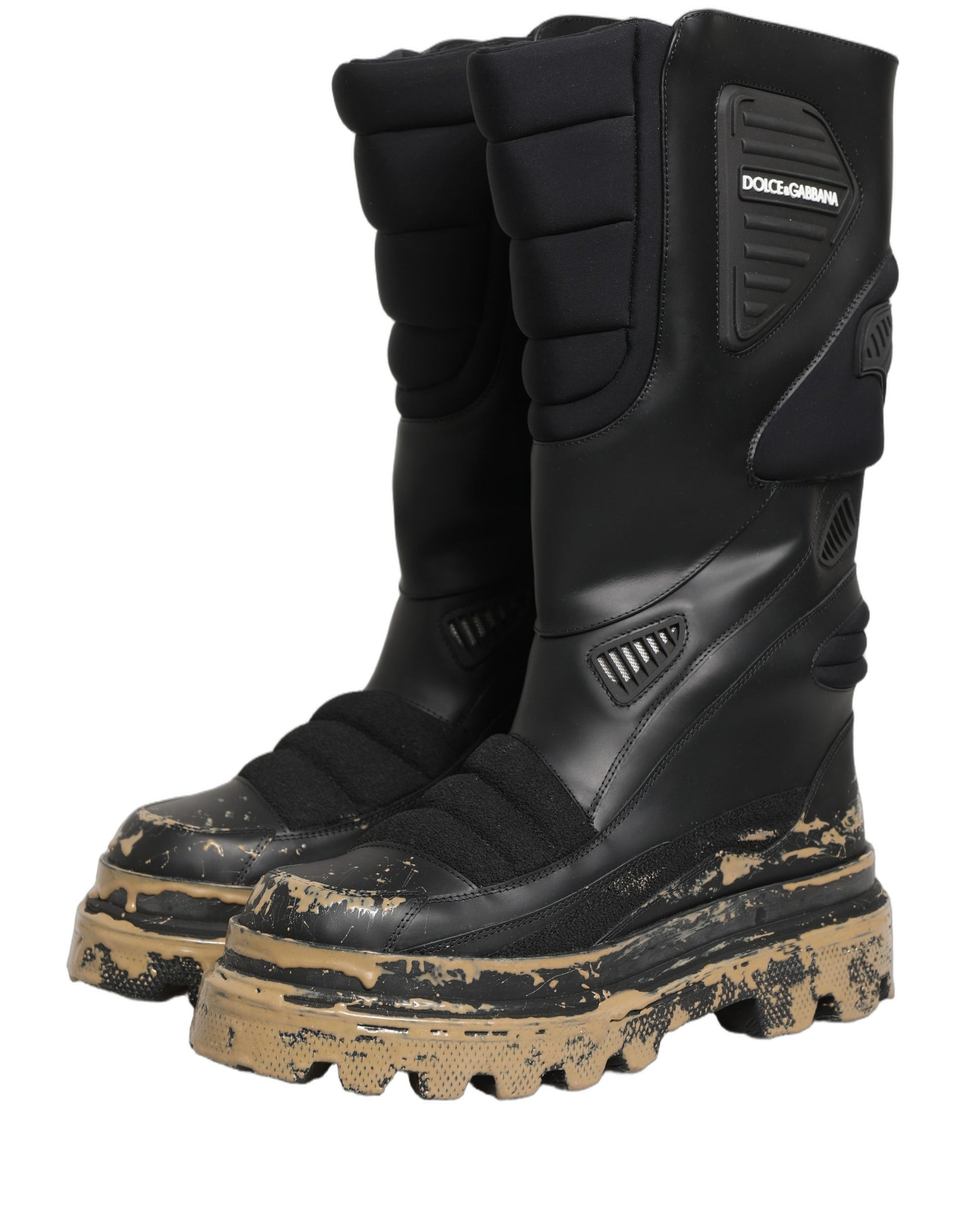 Bottes Homme Dolce & Gabbana Biker Mi-Mollet en Cuir Noir