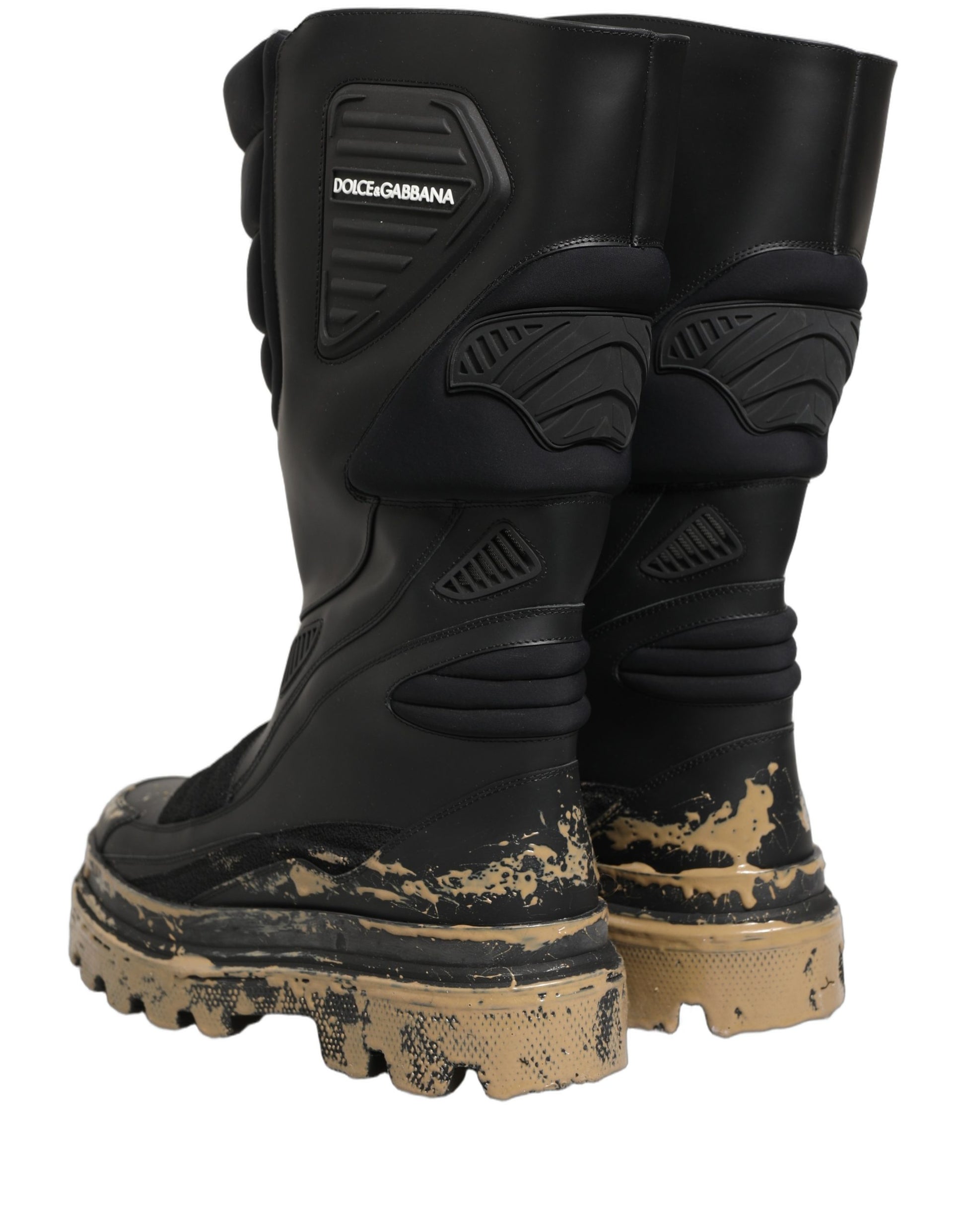 Bottes Homme Dolce & Gabbana Biker Mi-Mollet en Cuir Noir