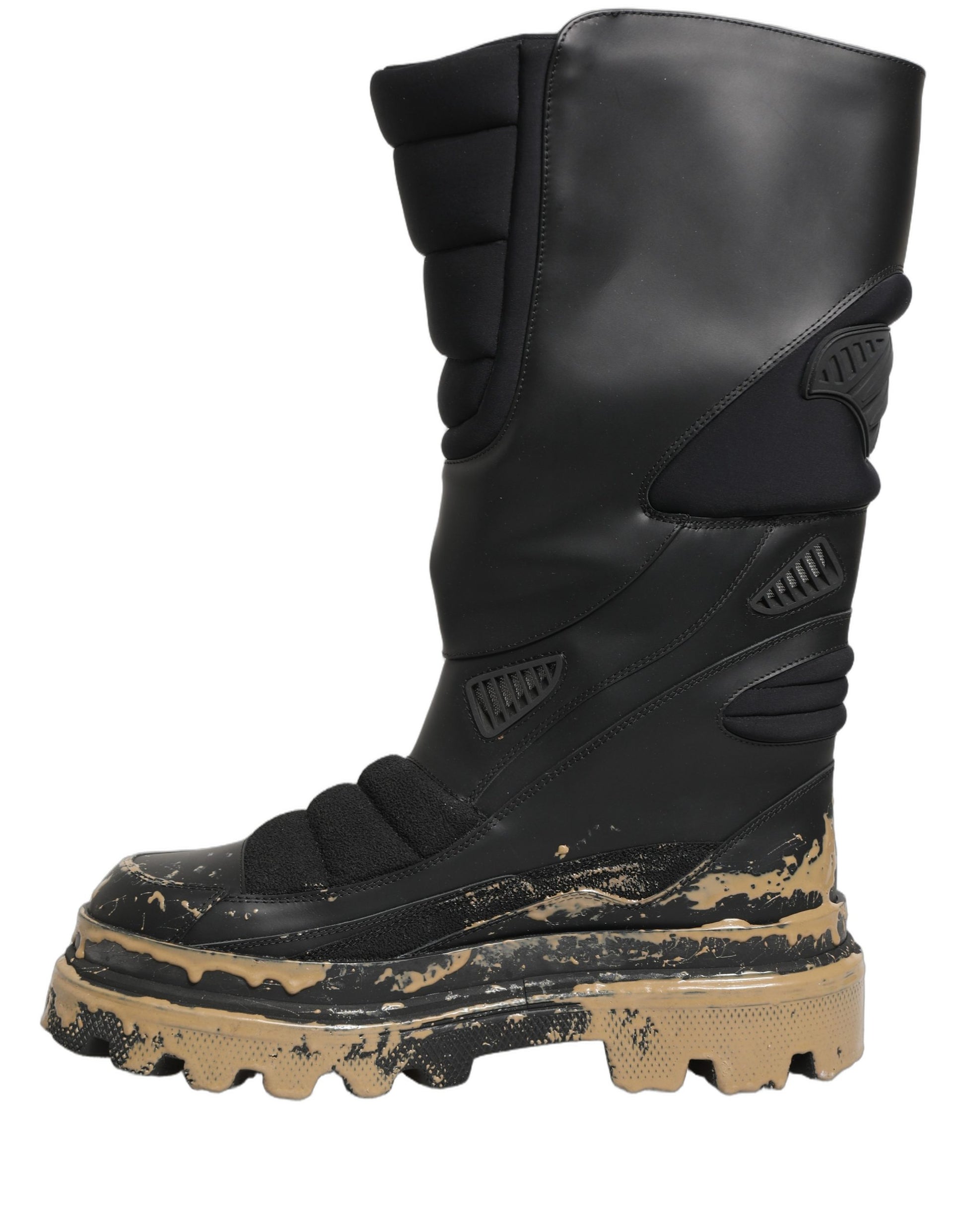 Bottes Homme Dolce & Gabbana Biker Mi-Mollet en Cuir Noir