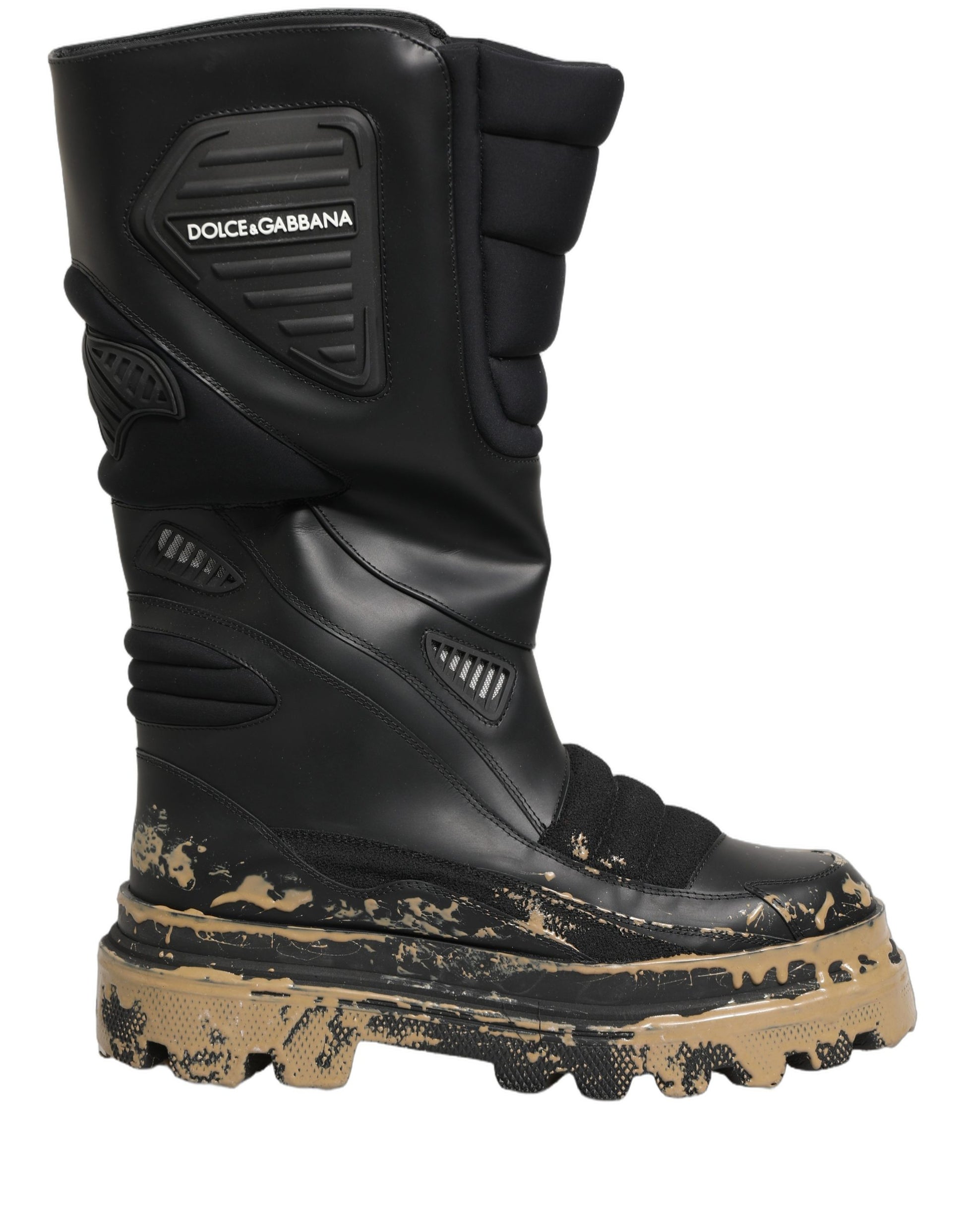 Bottes Homme Dolce & Gabbana Biker Mi-Mollet en Cuir Noir