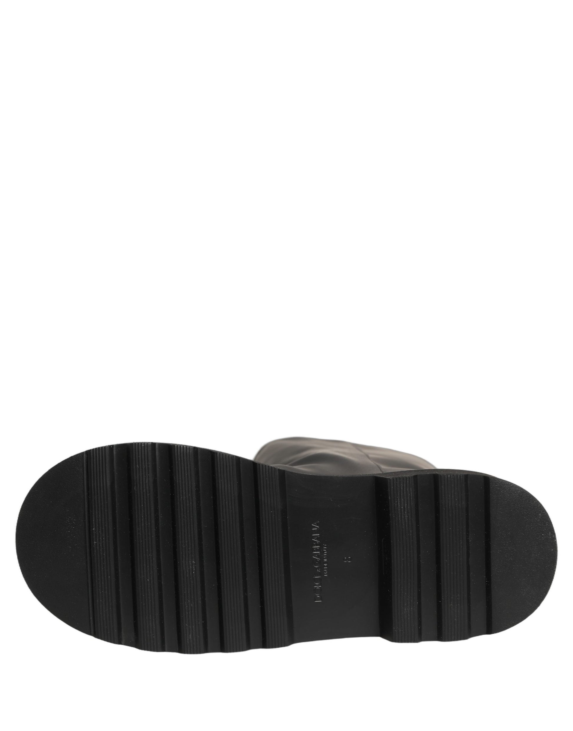 Bottes Chunky Mi-mollet Noires en Cuir pour Homme Dolce & Gabbana