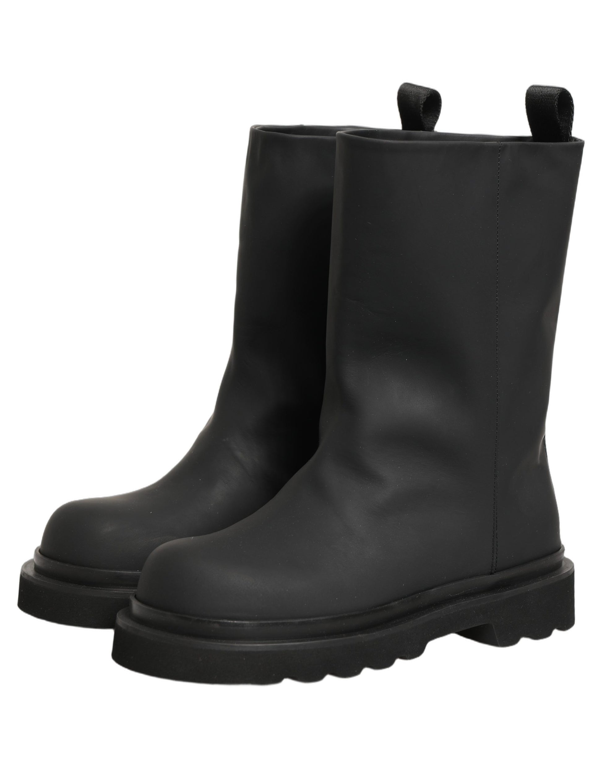 Bottes Chunky Mi-mollet Noires en Cuir pour Homme Dolce & Gabbana