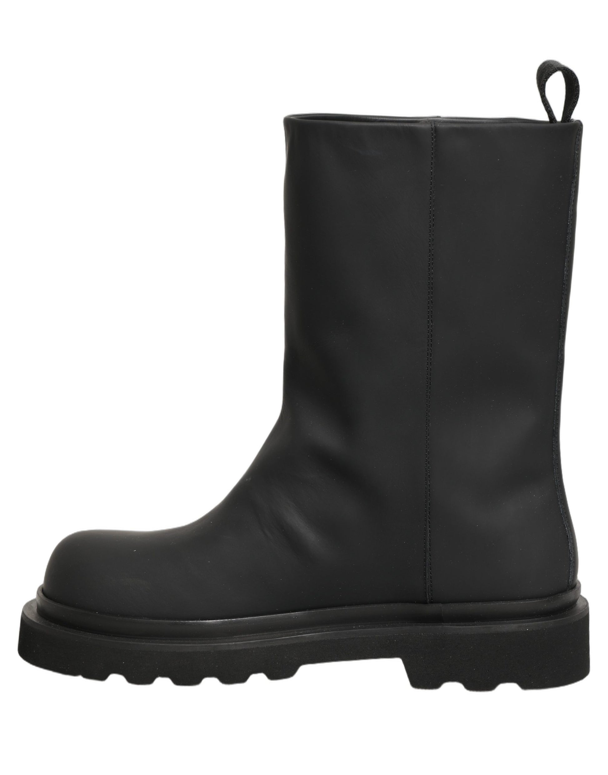 Bottes Chunky Mi-mollet Noires en Cuir pour Homme Dolce & Gabbana