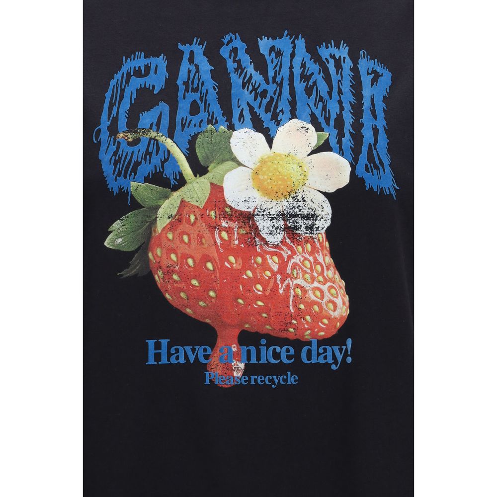 T-shirt noir en coton Ganni