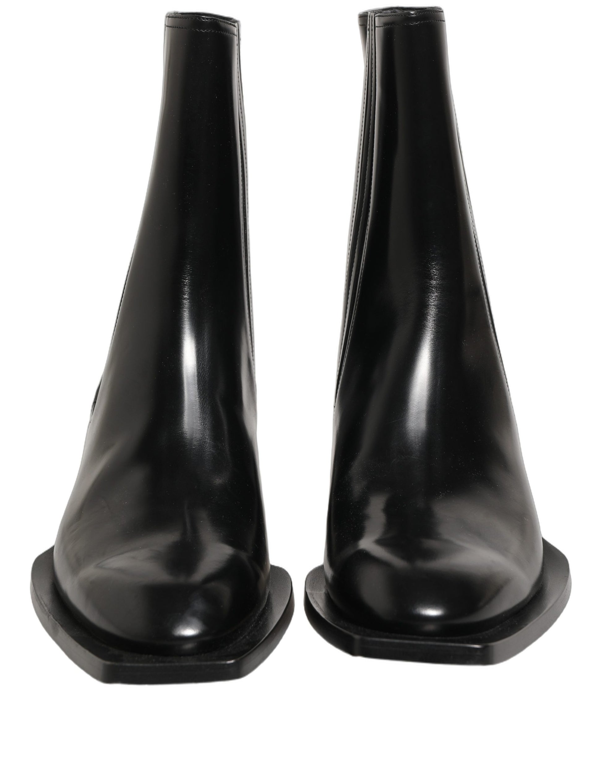 Dolce & Gabbana Black Leather Chelsea Mid Calf Boots Shoes