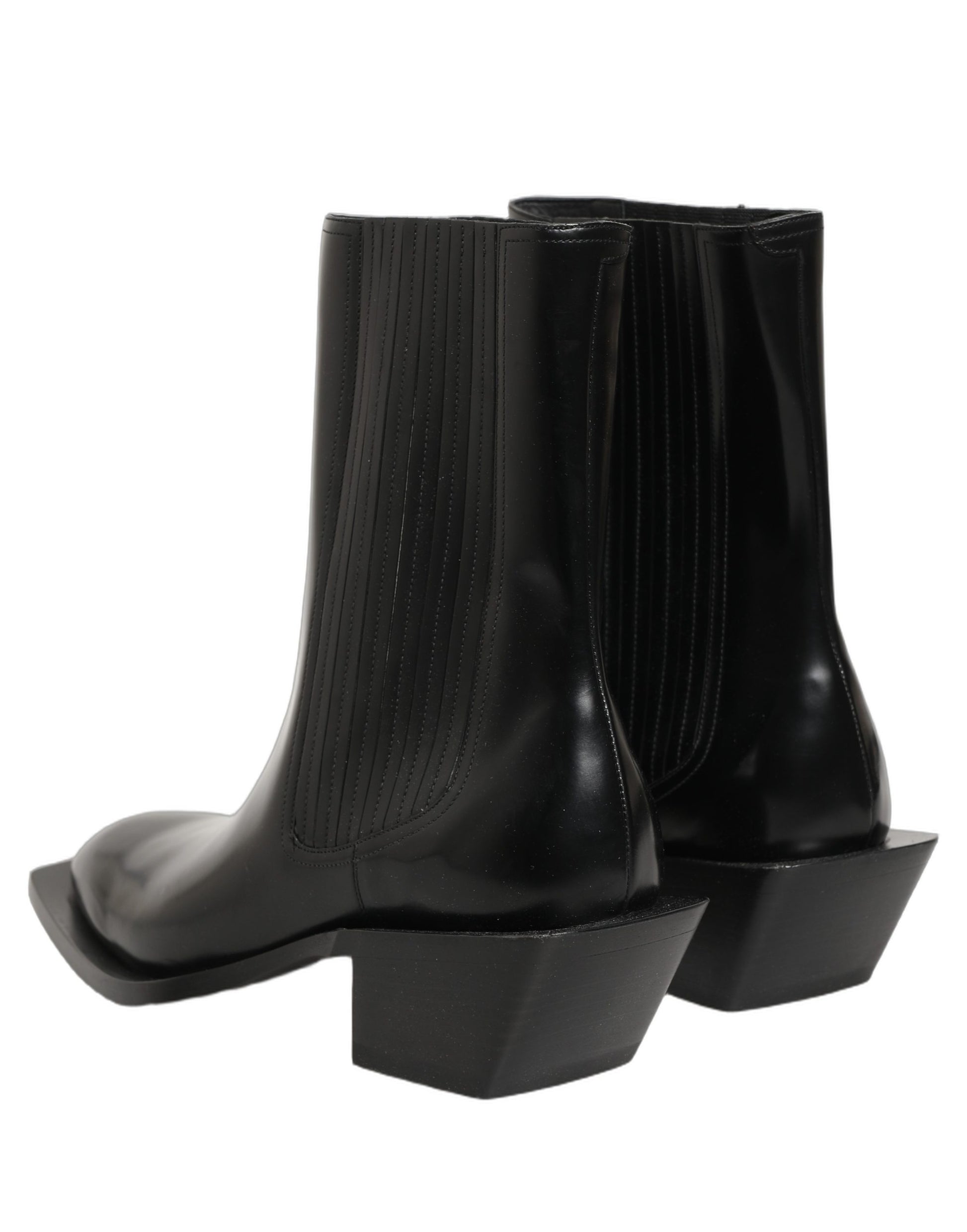 Dolce & Gabbana Black Leather Chelsea Mid Calf Boots Shoes