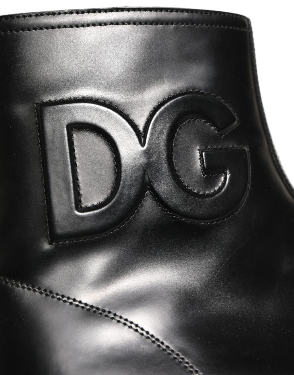 Bottes Chelsea Dolce & Gabbana en cuir noir avec logo embossé