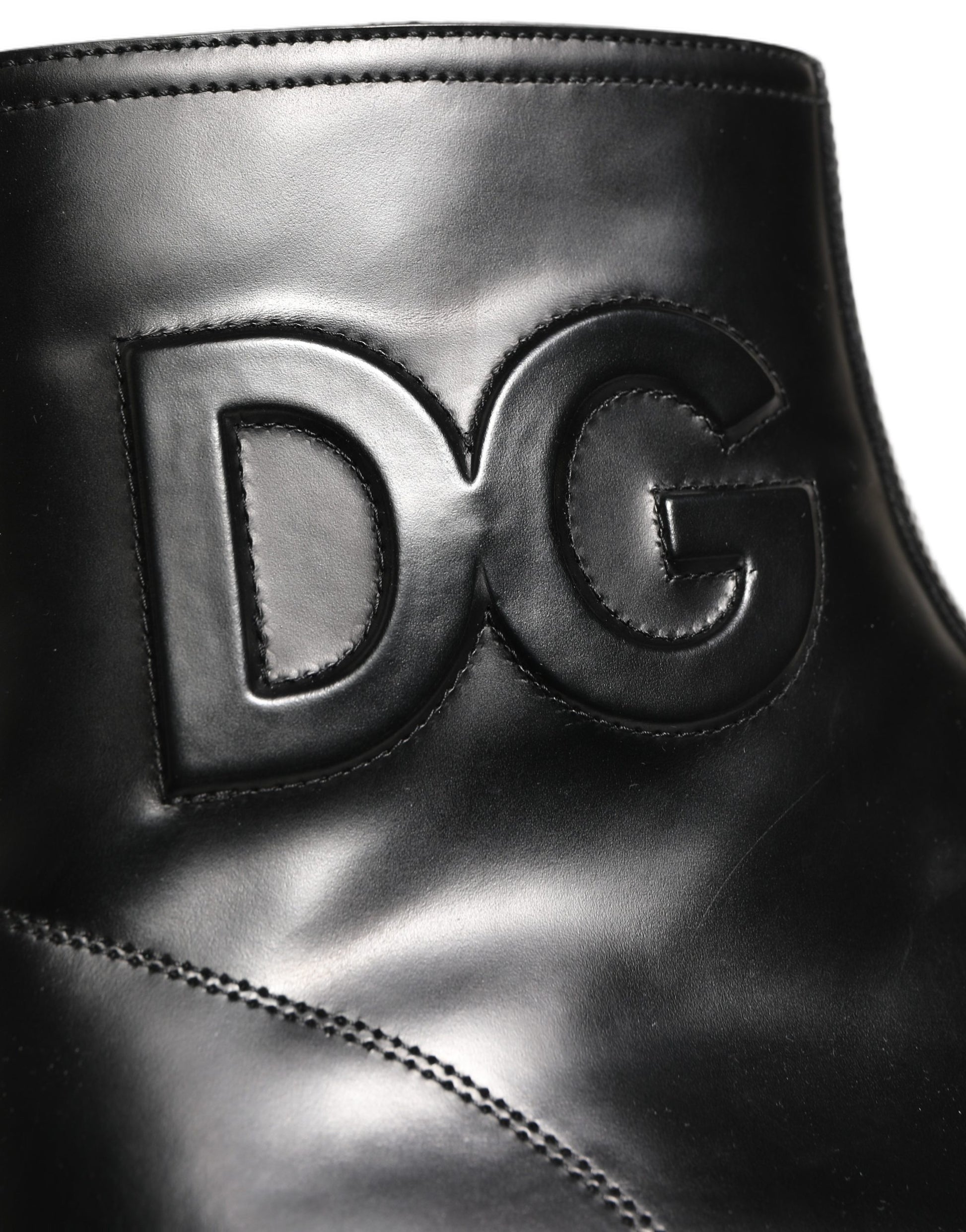 Bottes Chelsea Dolce & Gabbana en cuir noir avec logo embossé