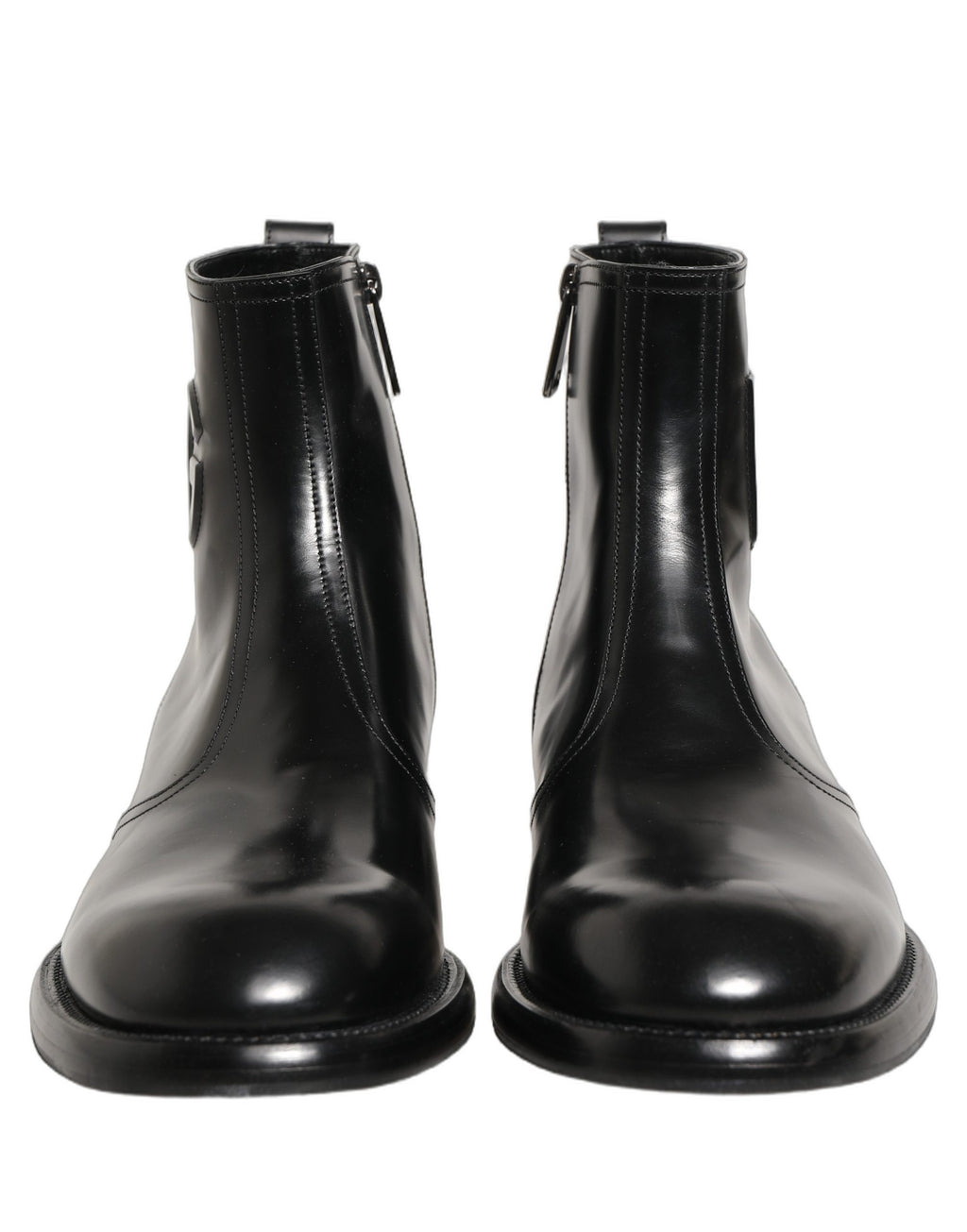 Bottes Chelsea Dolce & Gabbana en cuir noir avec logo embossé