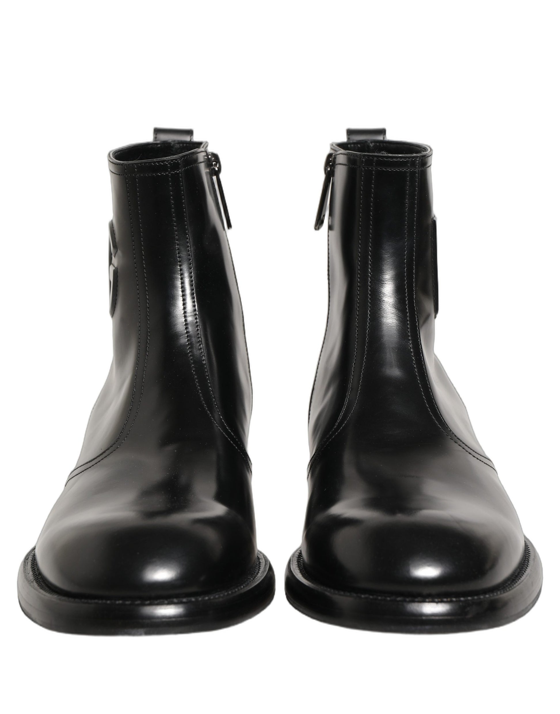 Bottes Chelsea Dolce & Gabbana en cuir noir avec logo embossé