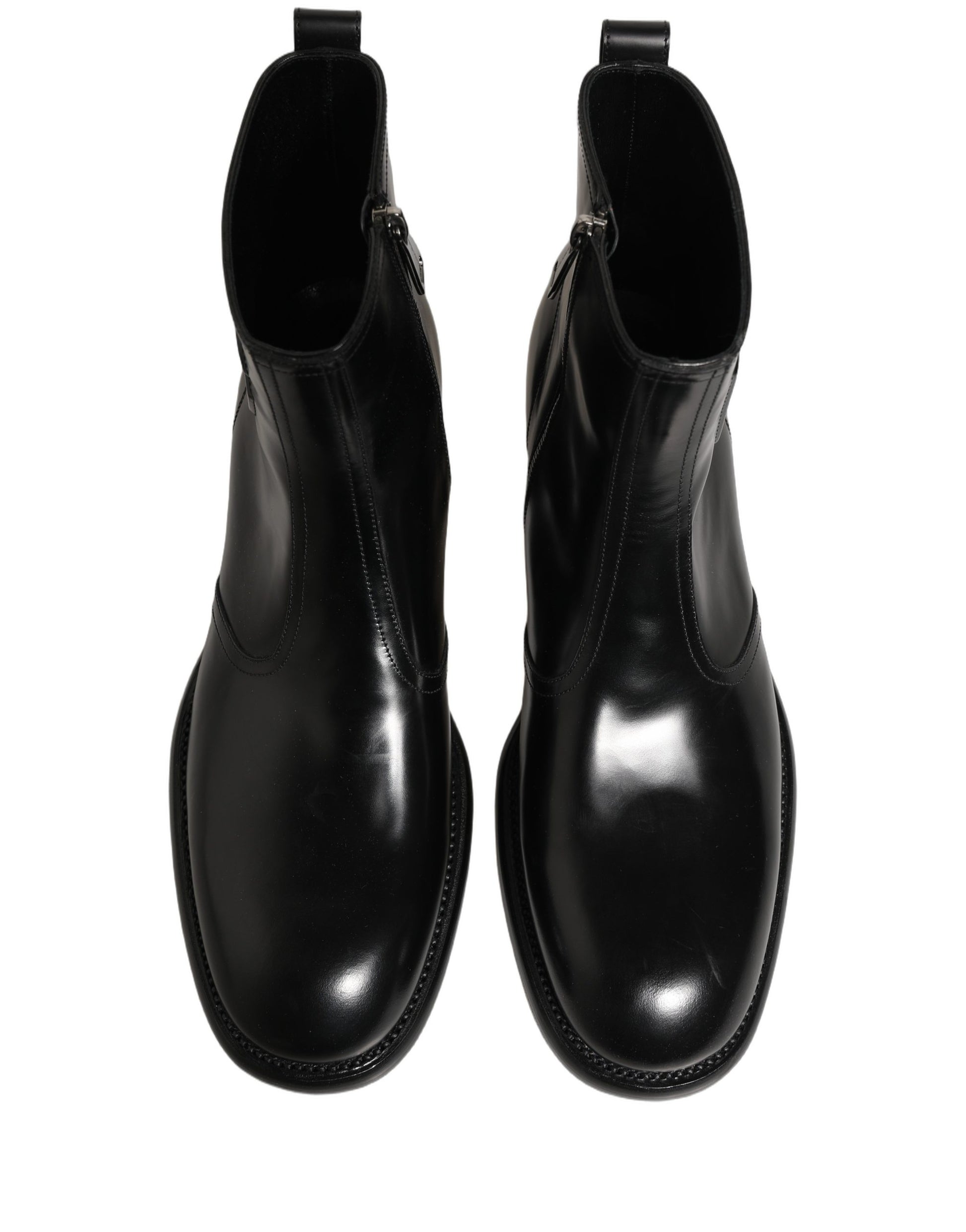 Bottes Chelsea Dolce & Gabbana en cuir noir avec logo embossé