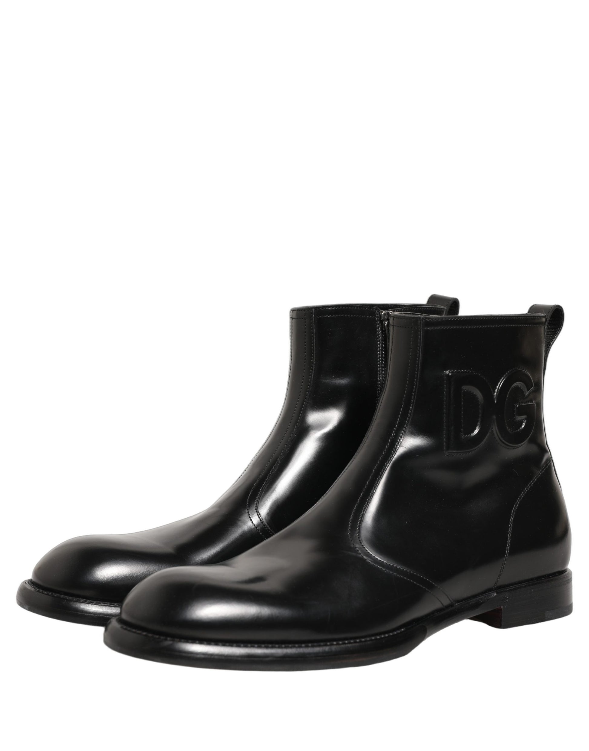 Bottes Chelsea Dolce & Gabbana en cuir noir avec logo embossé