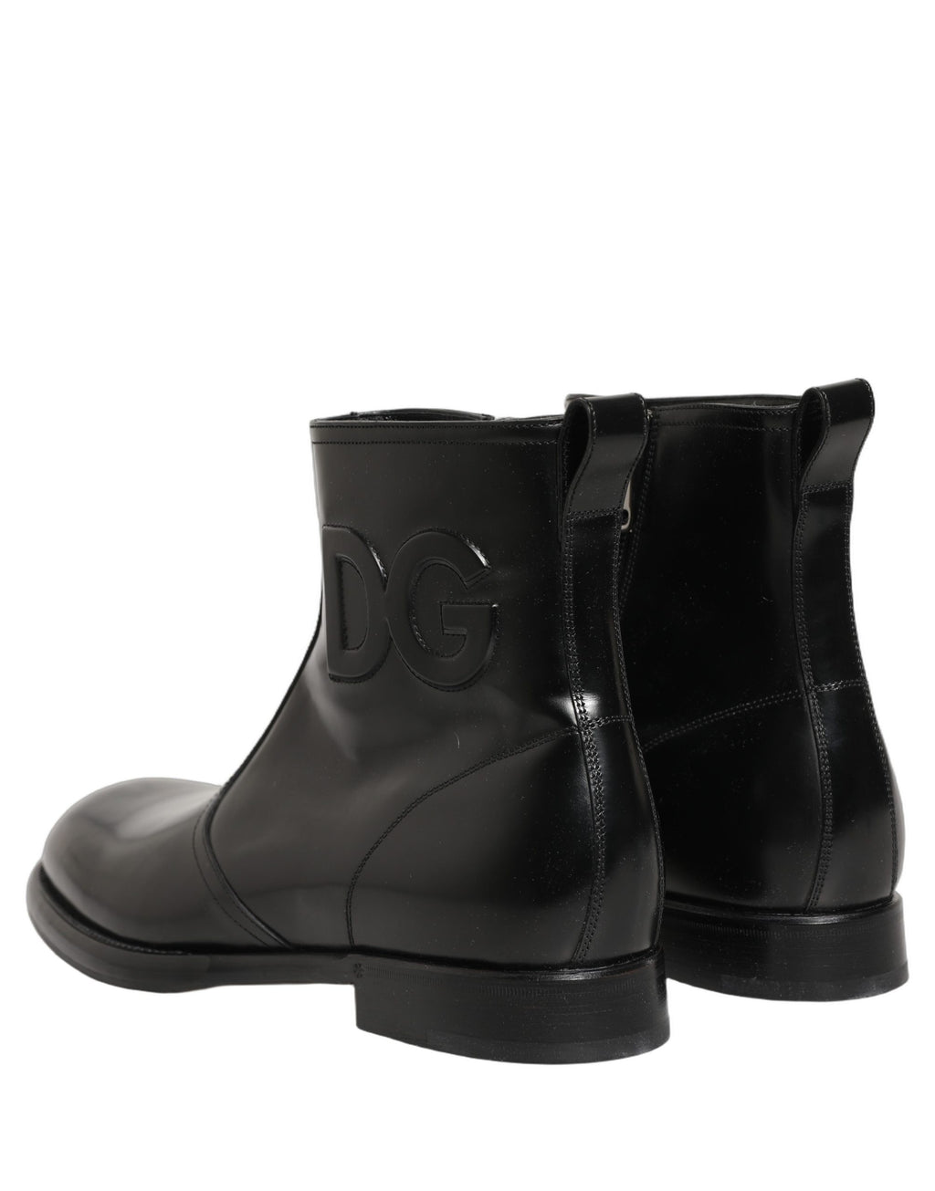 Bottes Chelsea Dolce & Gabbana en cuir noir avec logo embossé