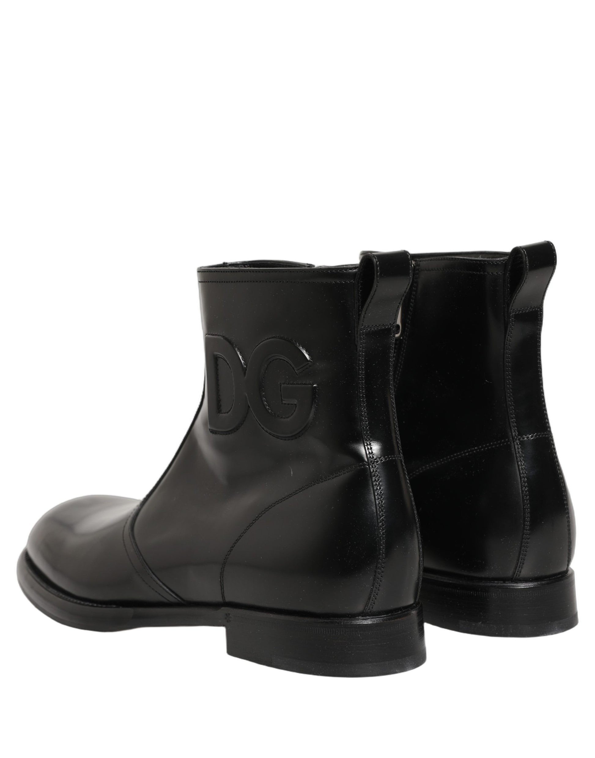 Bottes Chelsea Dolce & Gabbana en cuir noir avec logo embossé