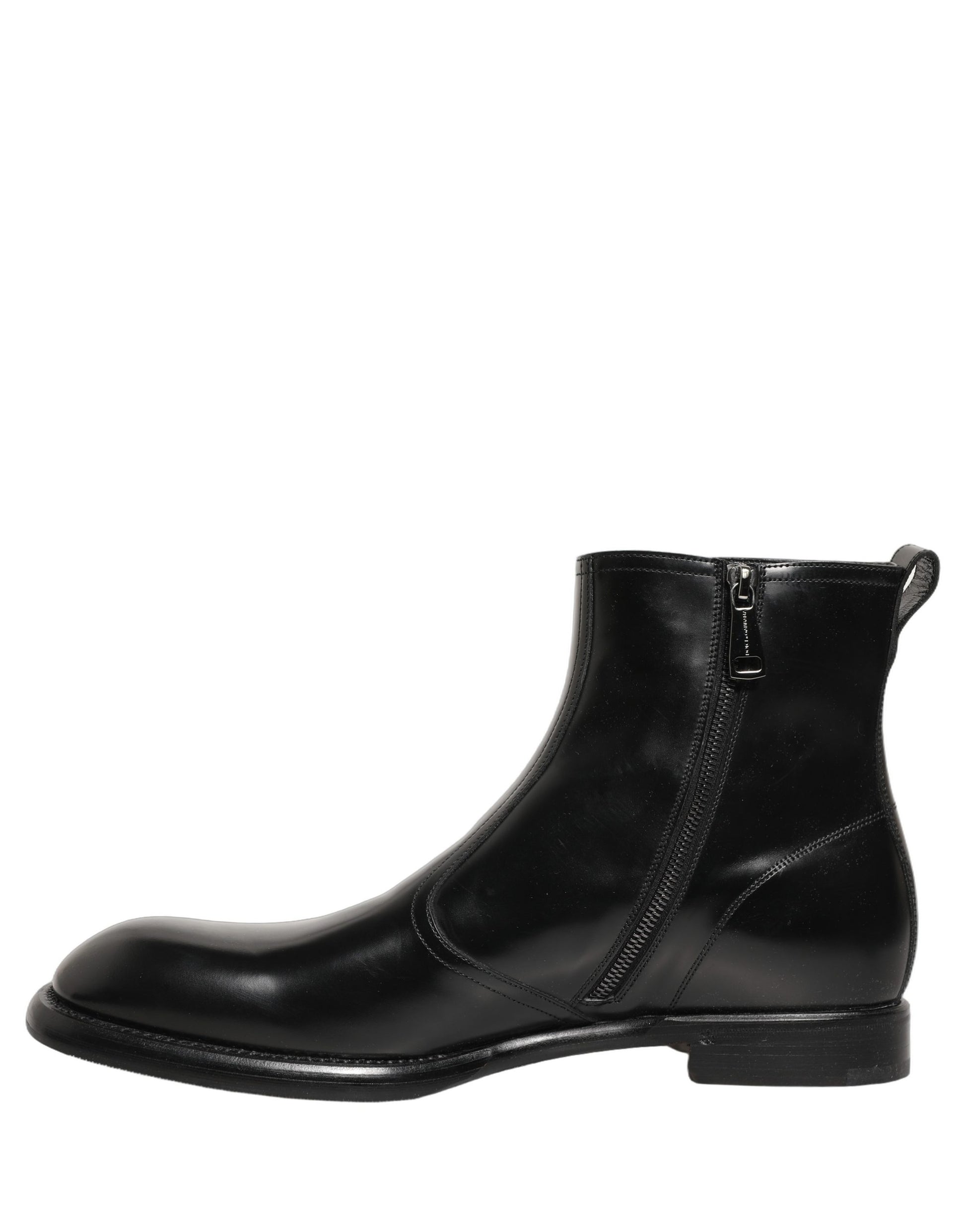 Bottes Chelsea Dolce & Gabbana en cuir noir avec logo embossé