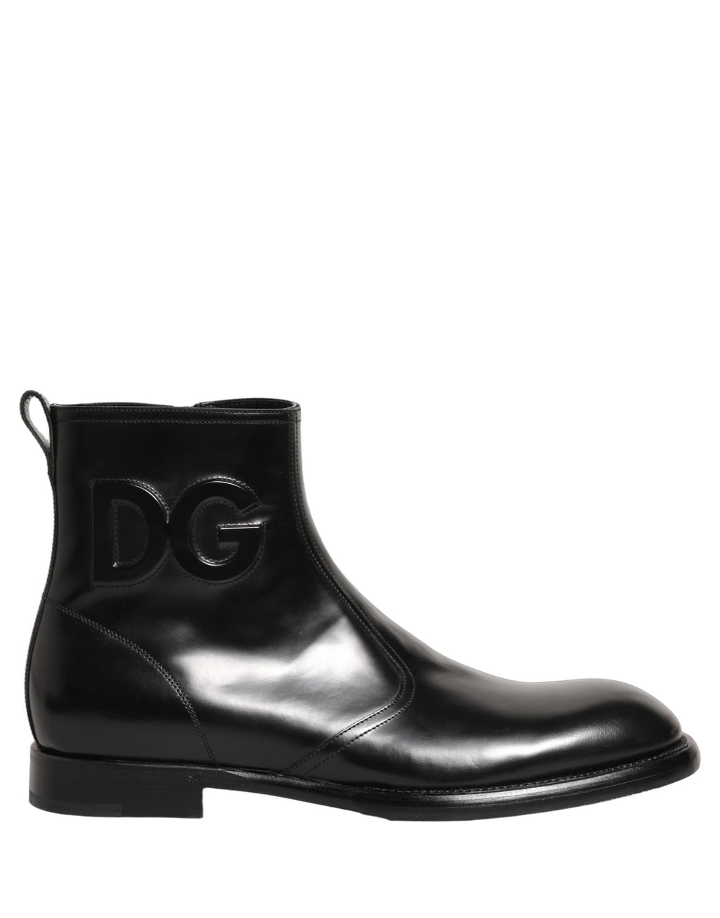 Bottes Chelsea Dolce & Gabbana en cuir noir avec logo embossé