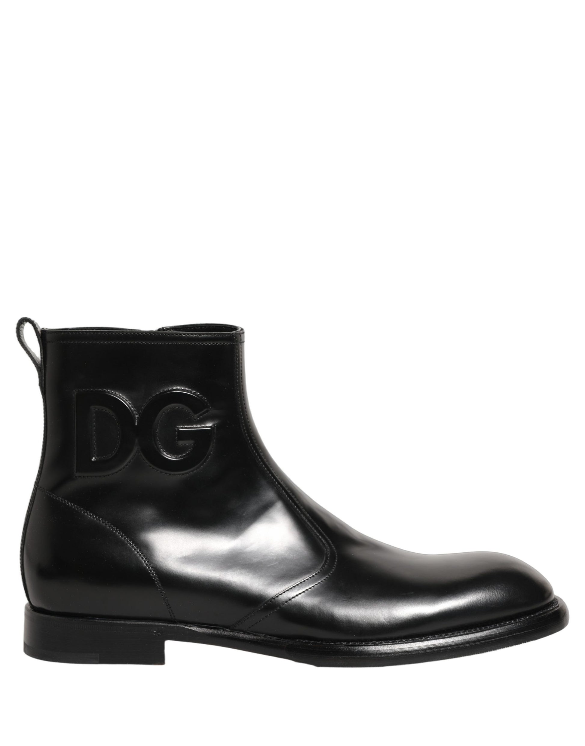 Bottes Chelsea Dolce & Gabbana en cuir noir avec logo embossé