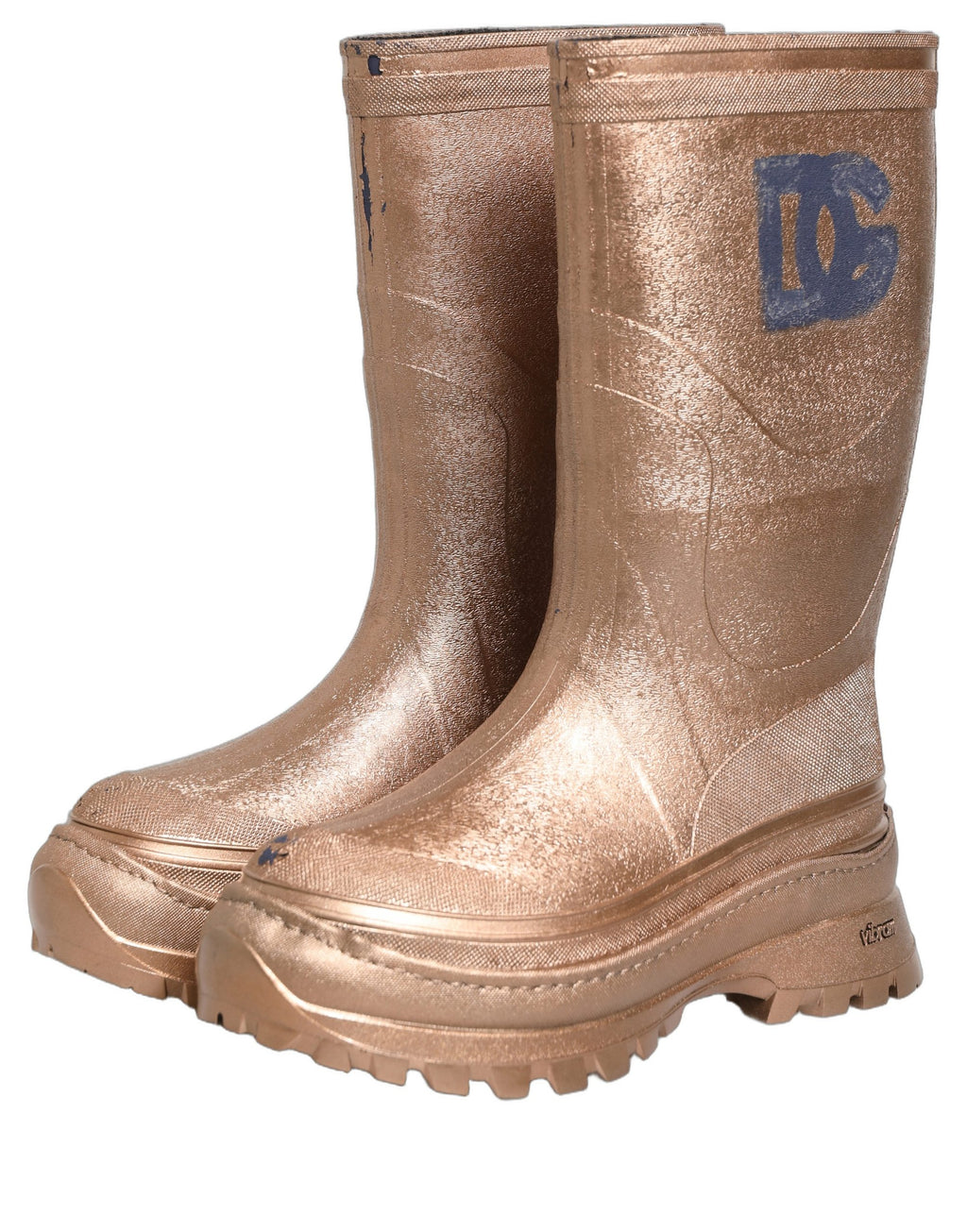 Bottes de pluie Dolce & Gabbana en PVC doré rose pour homme