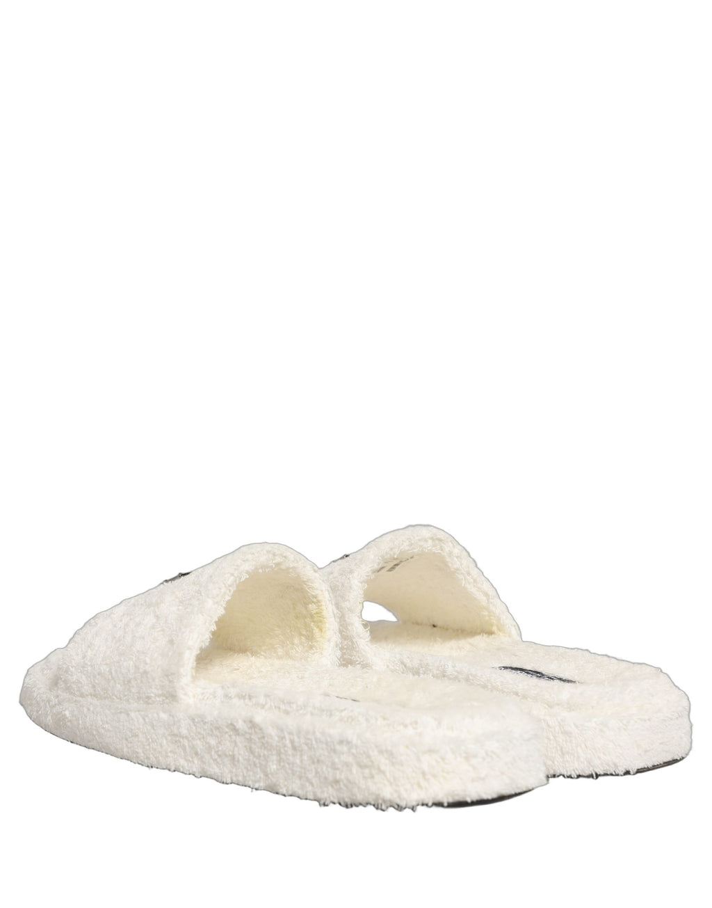 Dolce & Gabbana Claquettes Blanches Homme en Fausse Fourrure Sandales Chaussures
