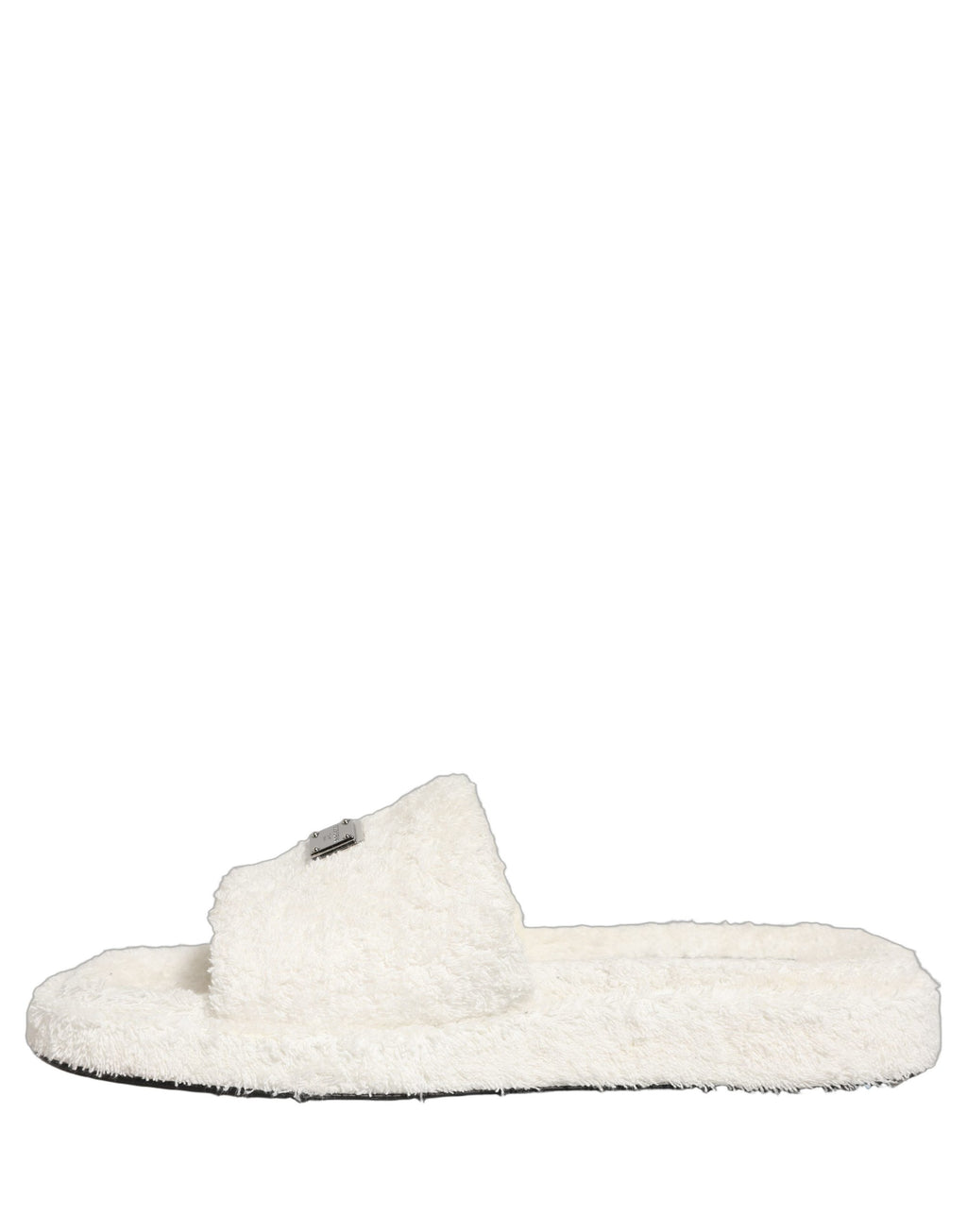 Dolce & Gabbana Claquettes Blanches Homme en Fausse Fourrure Sandales Chaussures