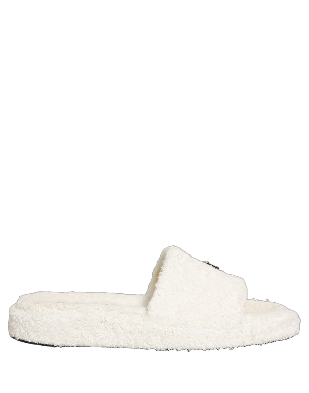 Dolce & Gabbana Claquettes Blanches Homme en Fausse Fourrure Sandales Chaussures
