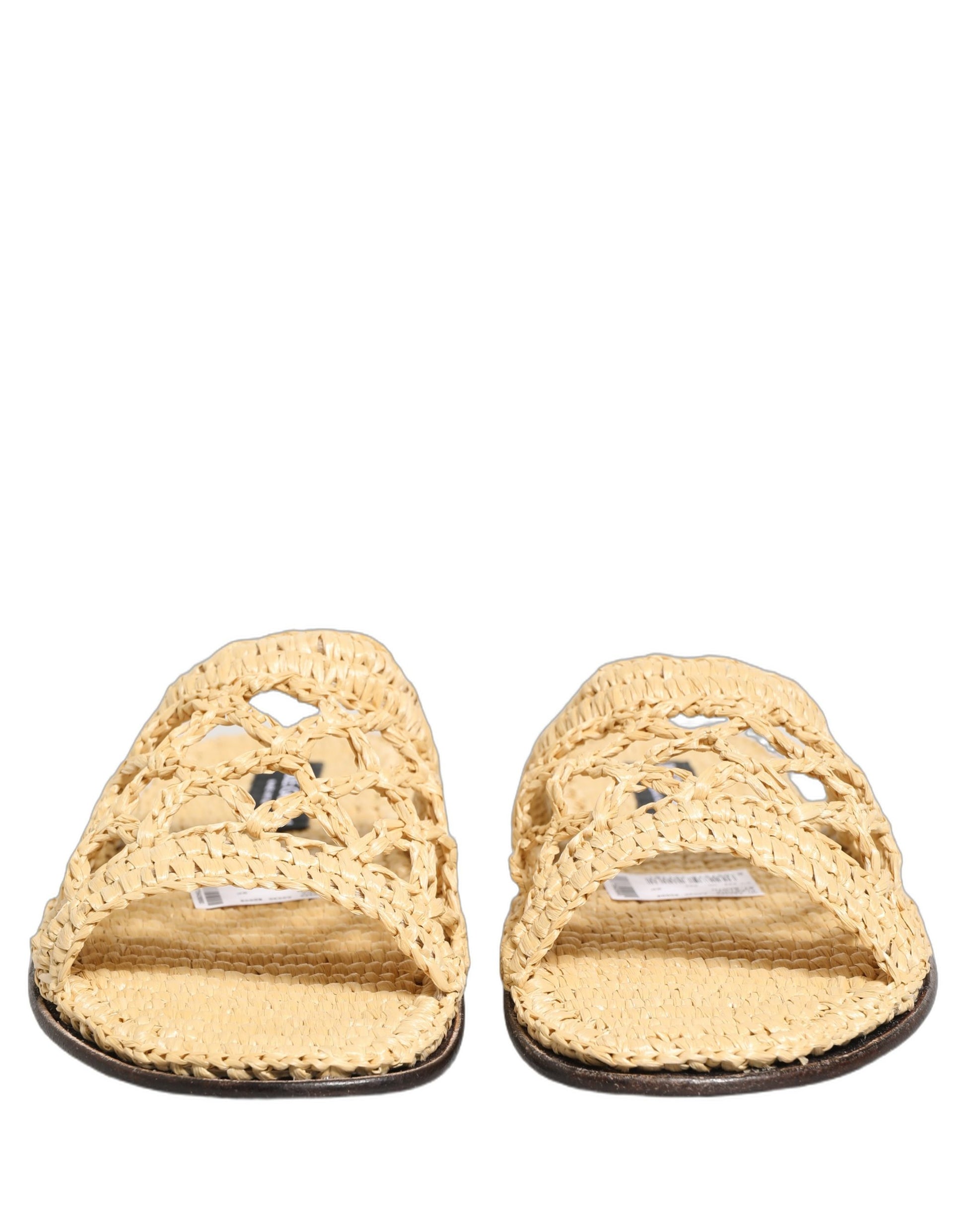 Chaussures plates Dolce & Gabbana en raphia paille beige