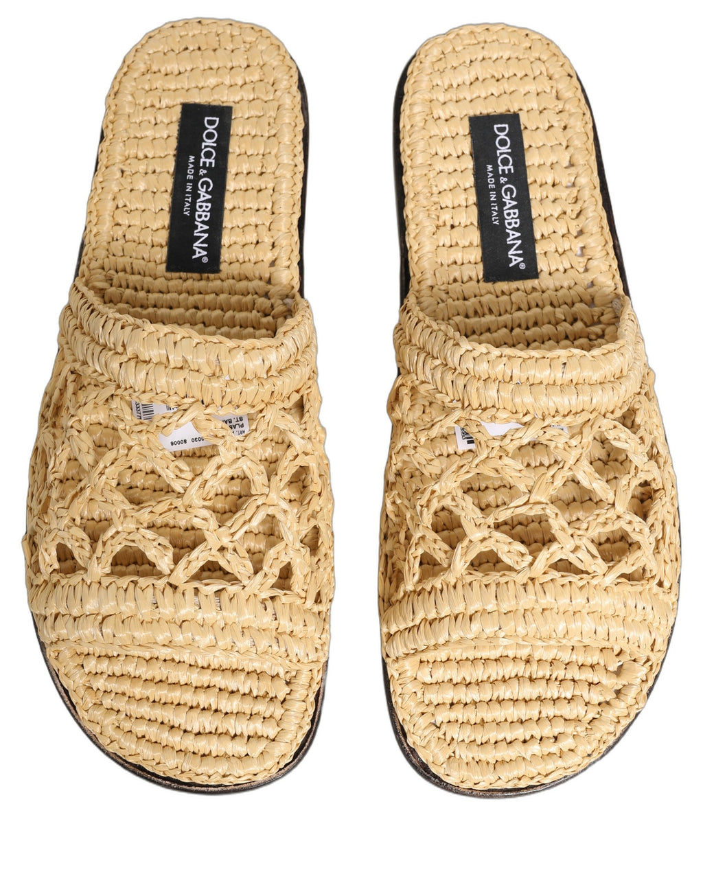 Chaussures plates Dolce & Gabbana en raphia paille beige