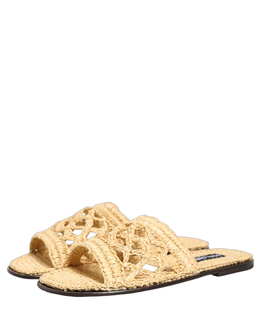 Chaussures plates Dolce & Gabbana en raphia paille beige