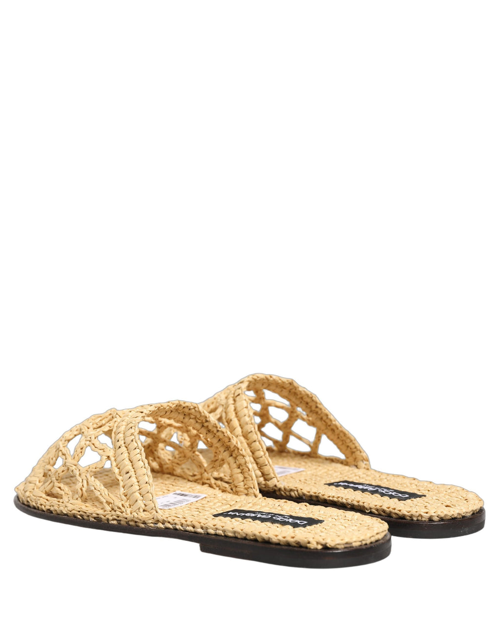 Chaussures plates Dolce & Gabbana en raphia paille beige