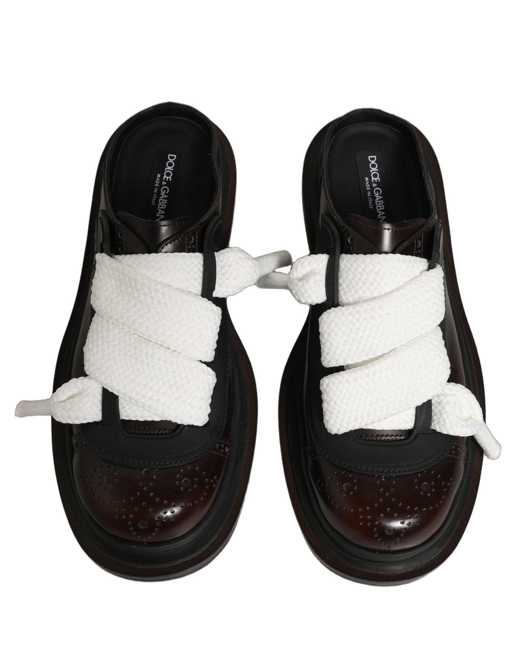 Sandales plates à enfiler en cuir marron Dolce & Gabbana pour hommes