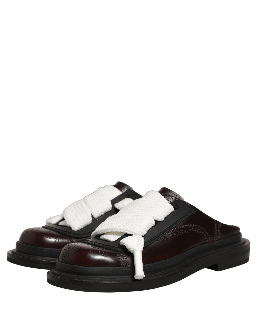 Sandales plates à enfiler en cuir marron Dolce & Gabbana pour hommes