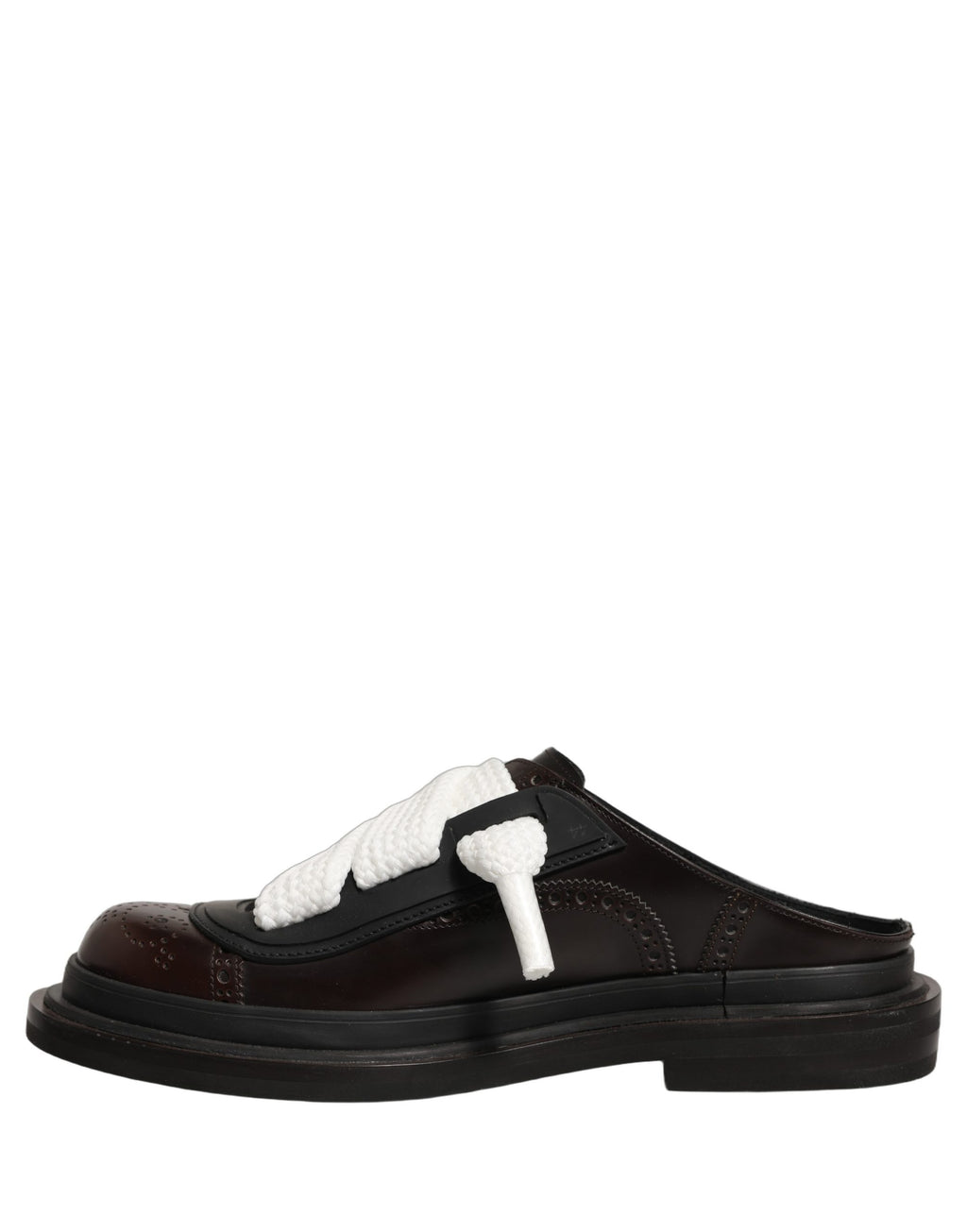Sandales plates à enfiler en cuir marron Dolce & Gabbana pour hommes