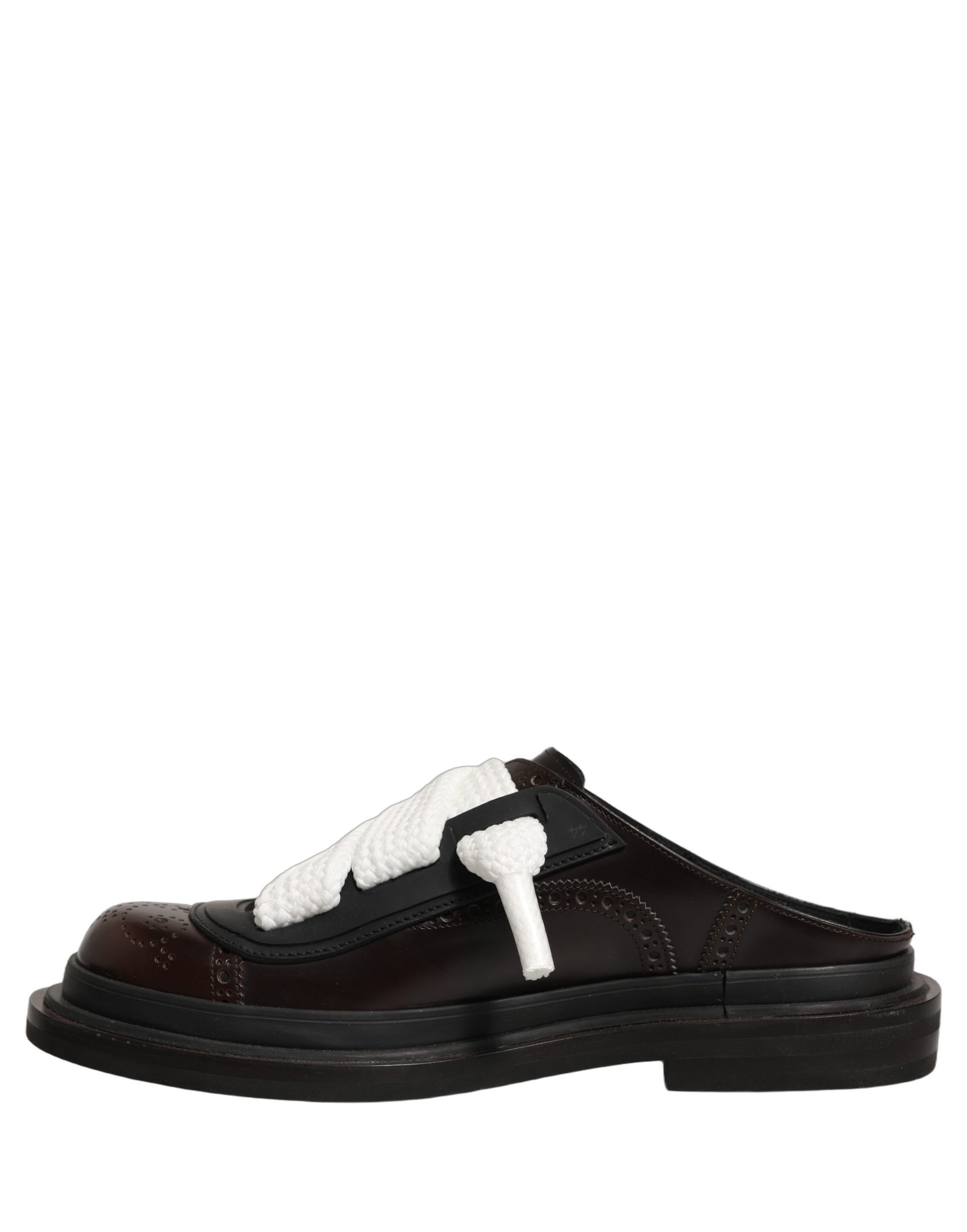 Sandales plates à enfiler en cuir marron Dolce & Gabbana pour hommes