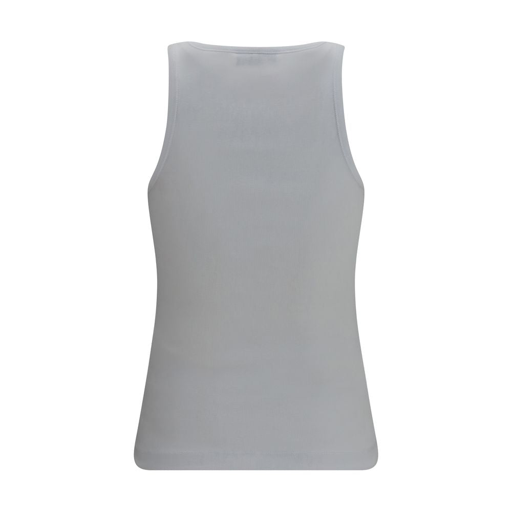 Ganni White Cotton Sleeveles T-Shirt