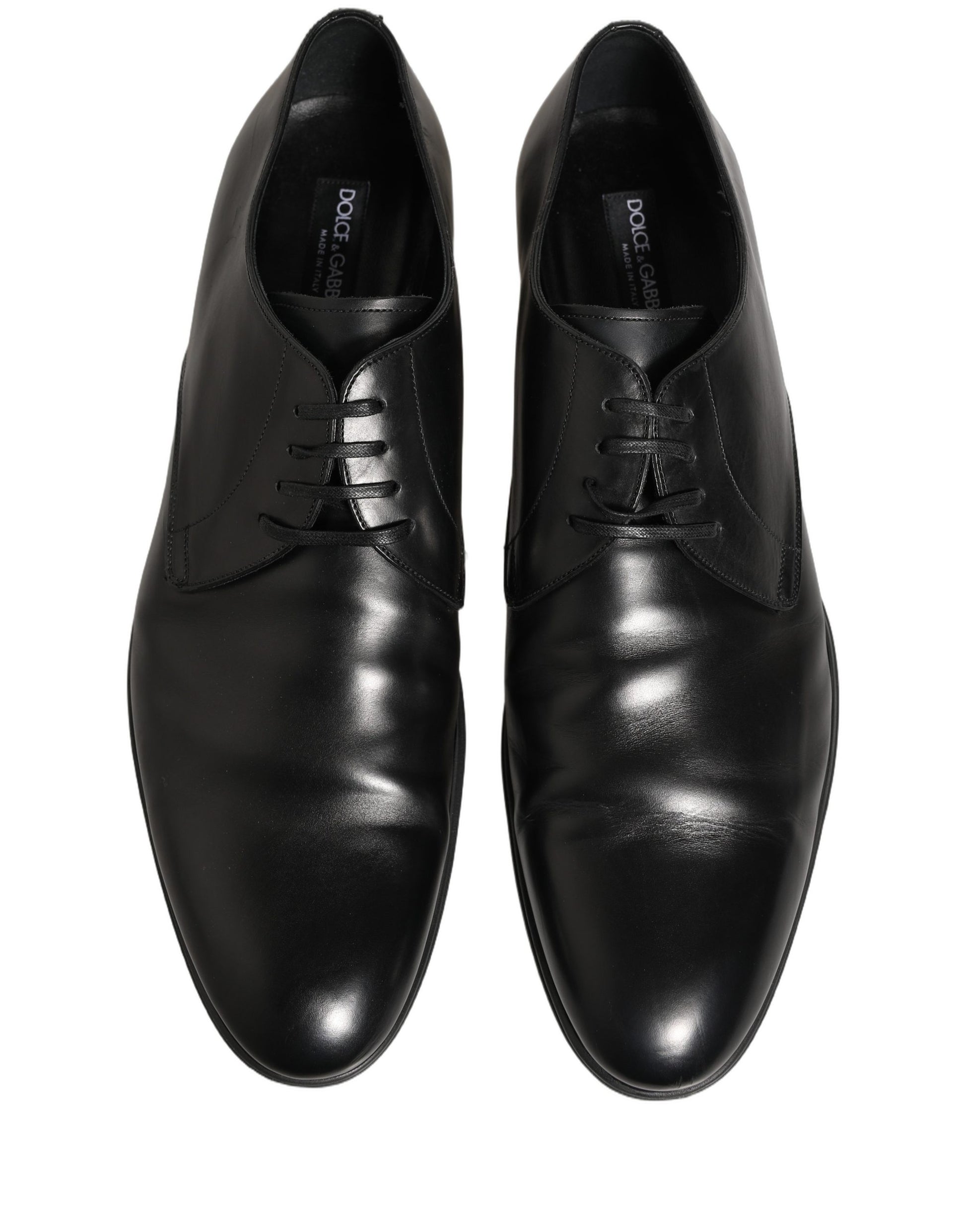 Dolce & Gabbana Black Leather Men Derby Dress Formal Shoes