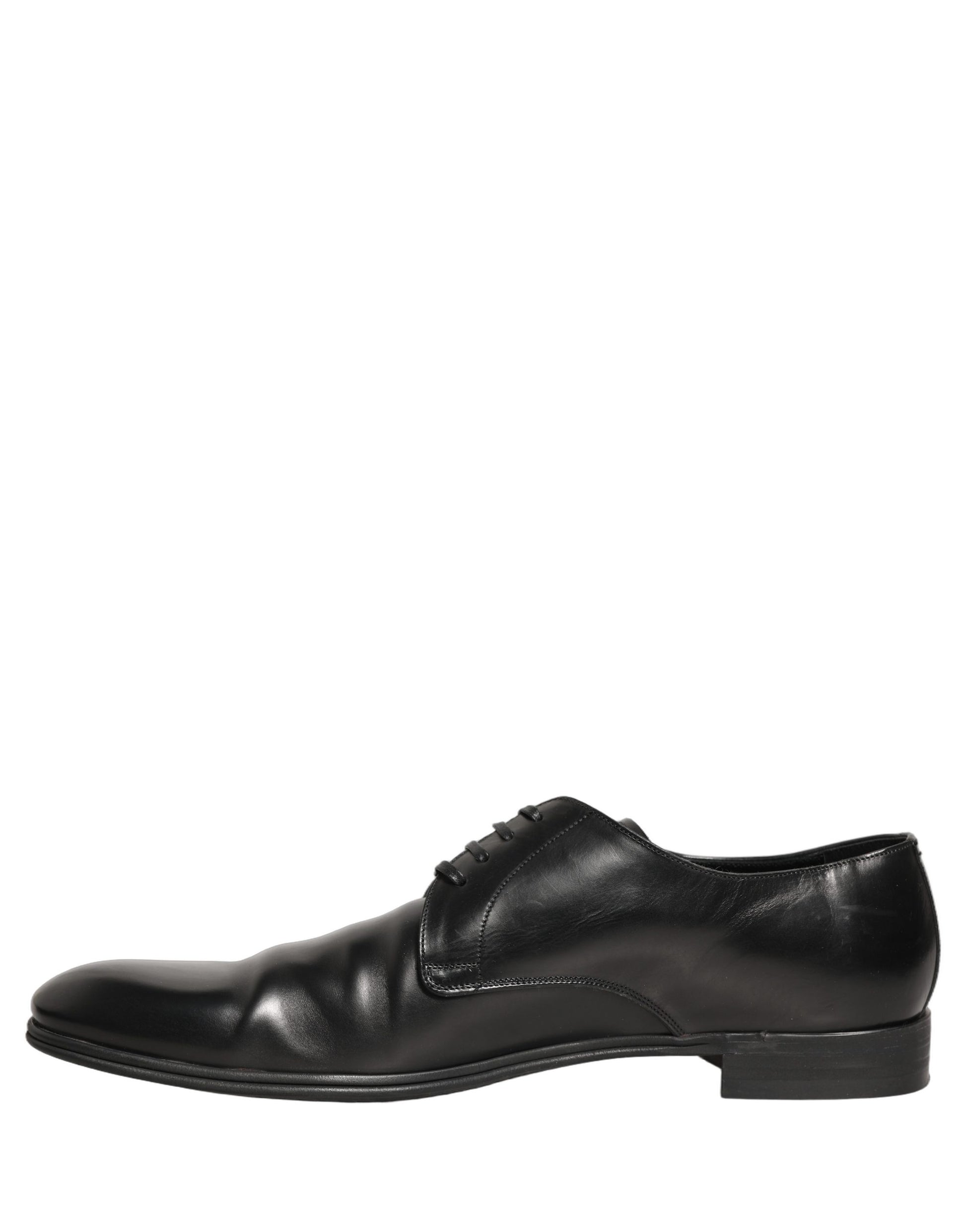 Dolce & Gabbana Black Leather Men Derby Dress Formal Shoes
