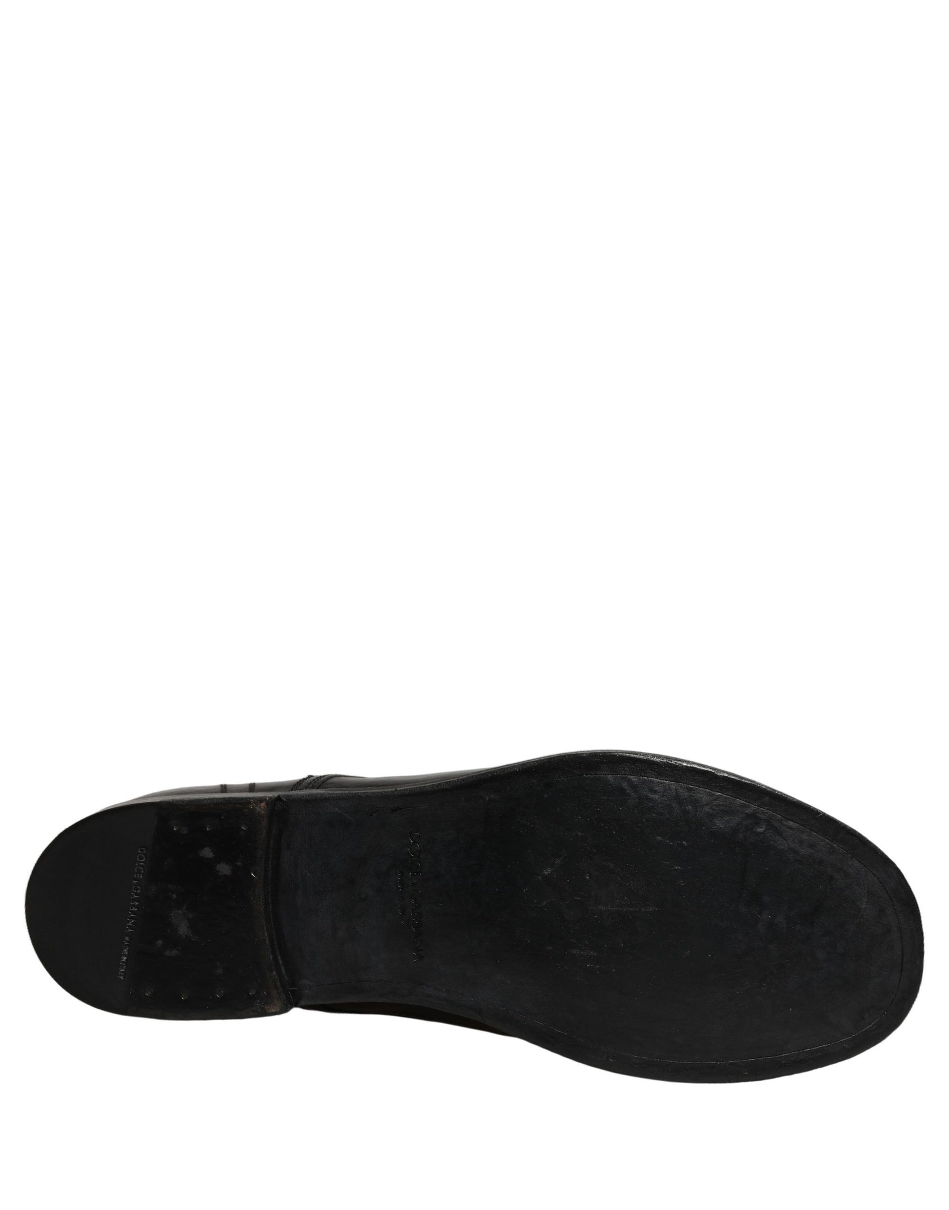 Dolce & Gabbana Black Leather Men Derby Dress Formal Shoes