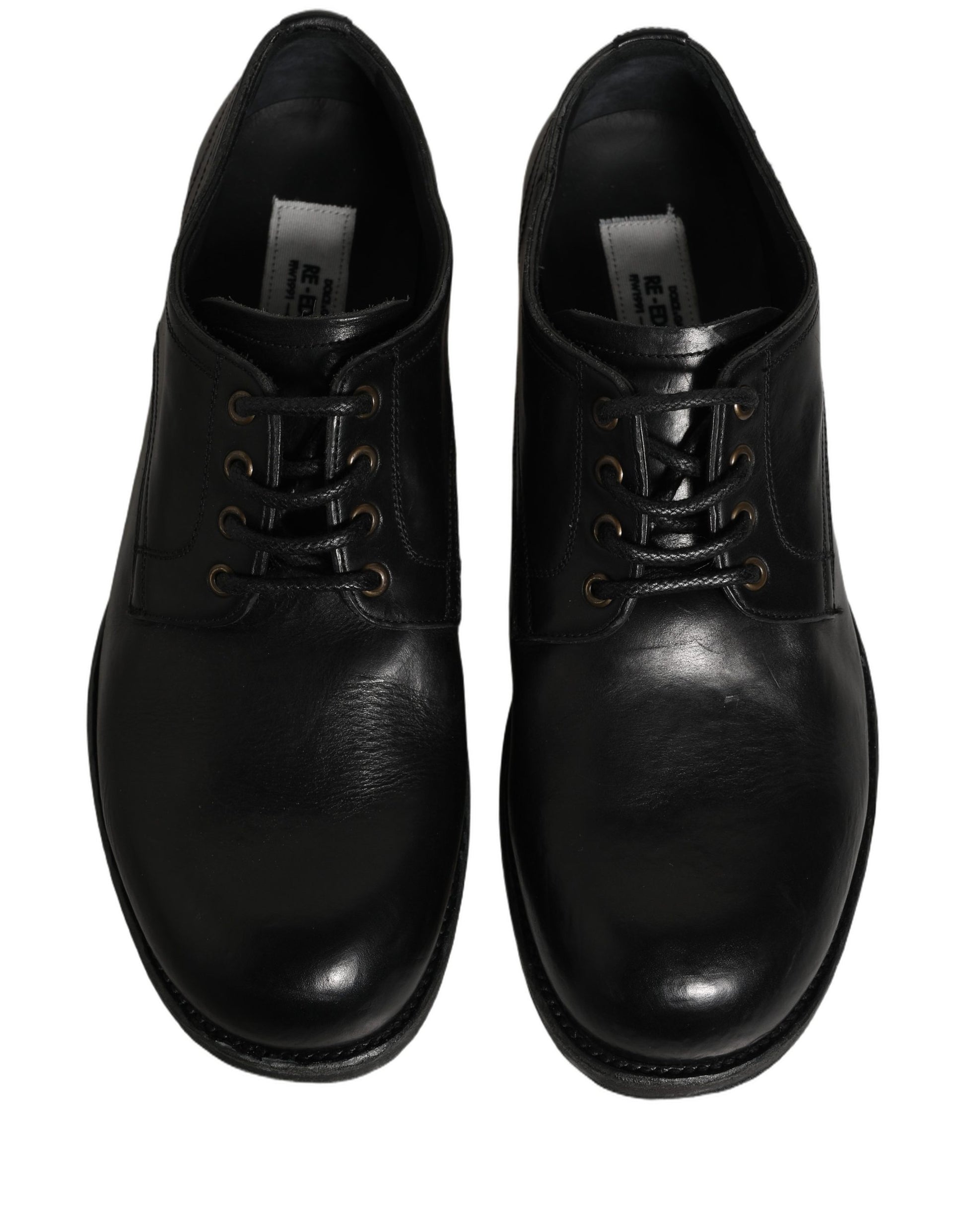 Dolce & Gabbana Black Leather Men Derby Dress Formal Shoes
