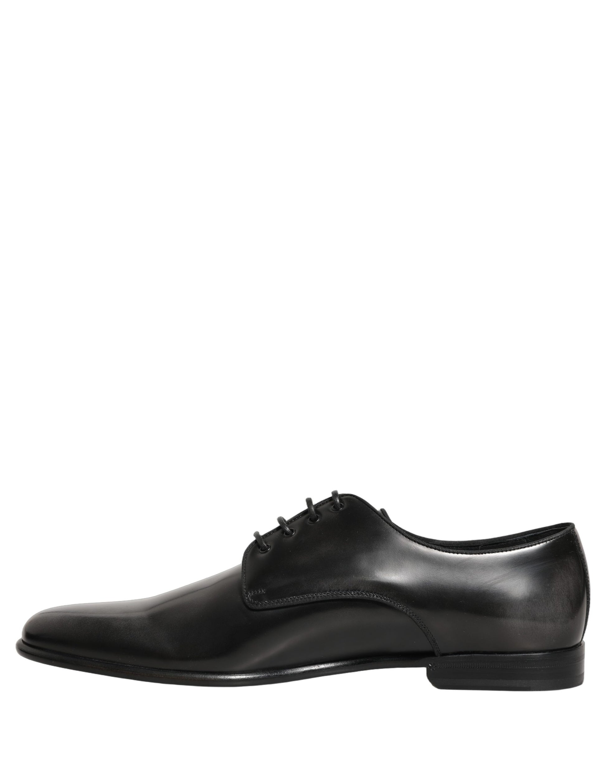 Dolce & Gabbana Black Leather Men Derby Dress Formal Shoes