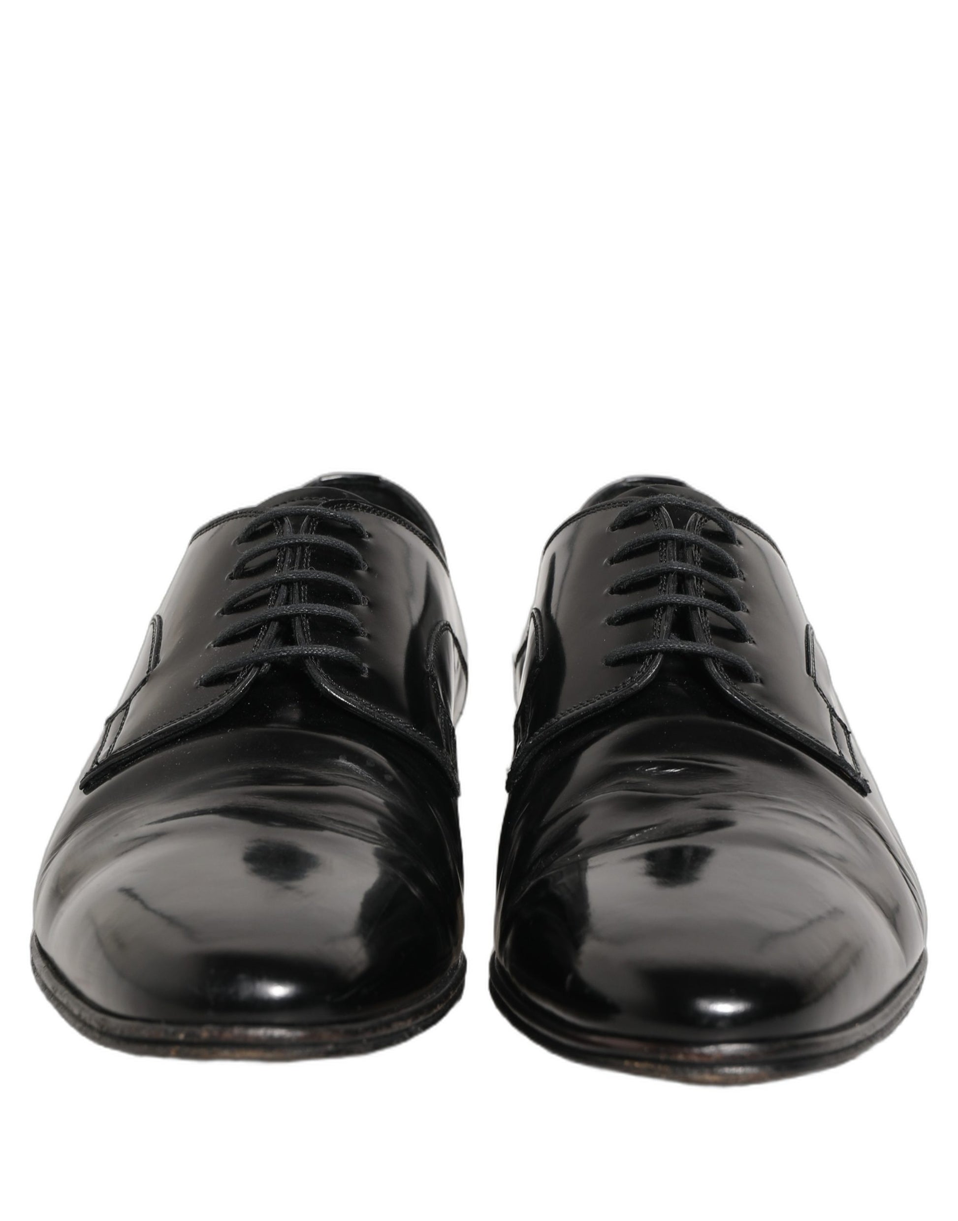 Dolce & Gabbana Black Leather Men Derby Dress Formal Shoes