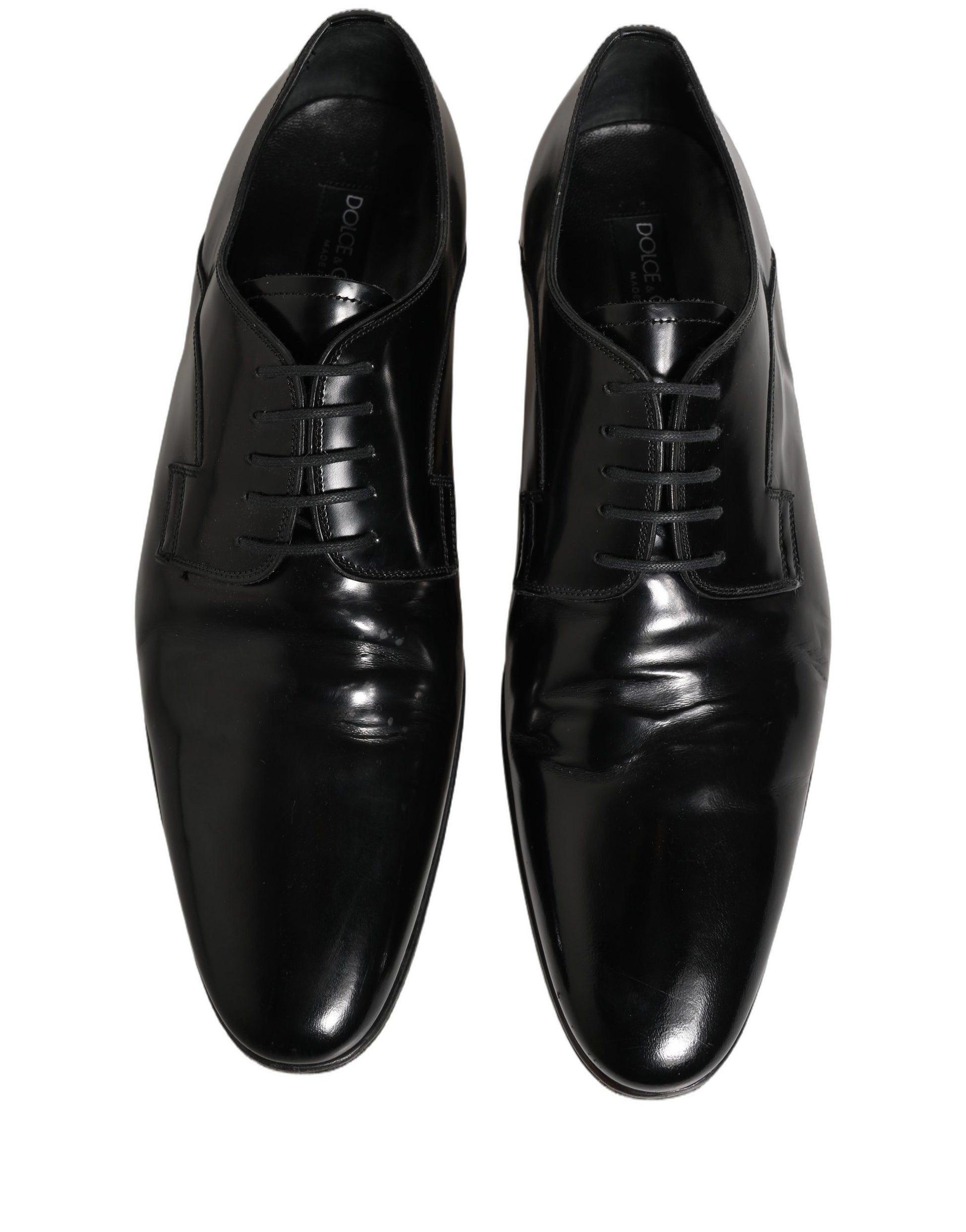 Dolce & Gabbana Black Leather Men Derby Dress Formal Shoes